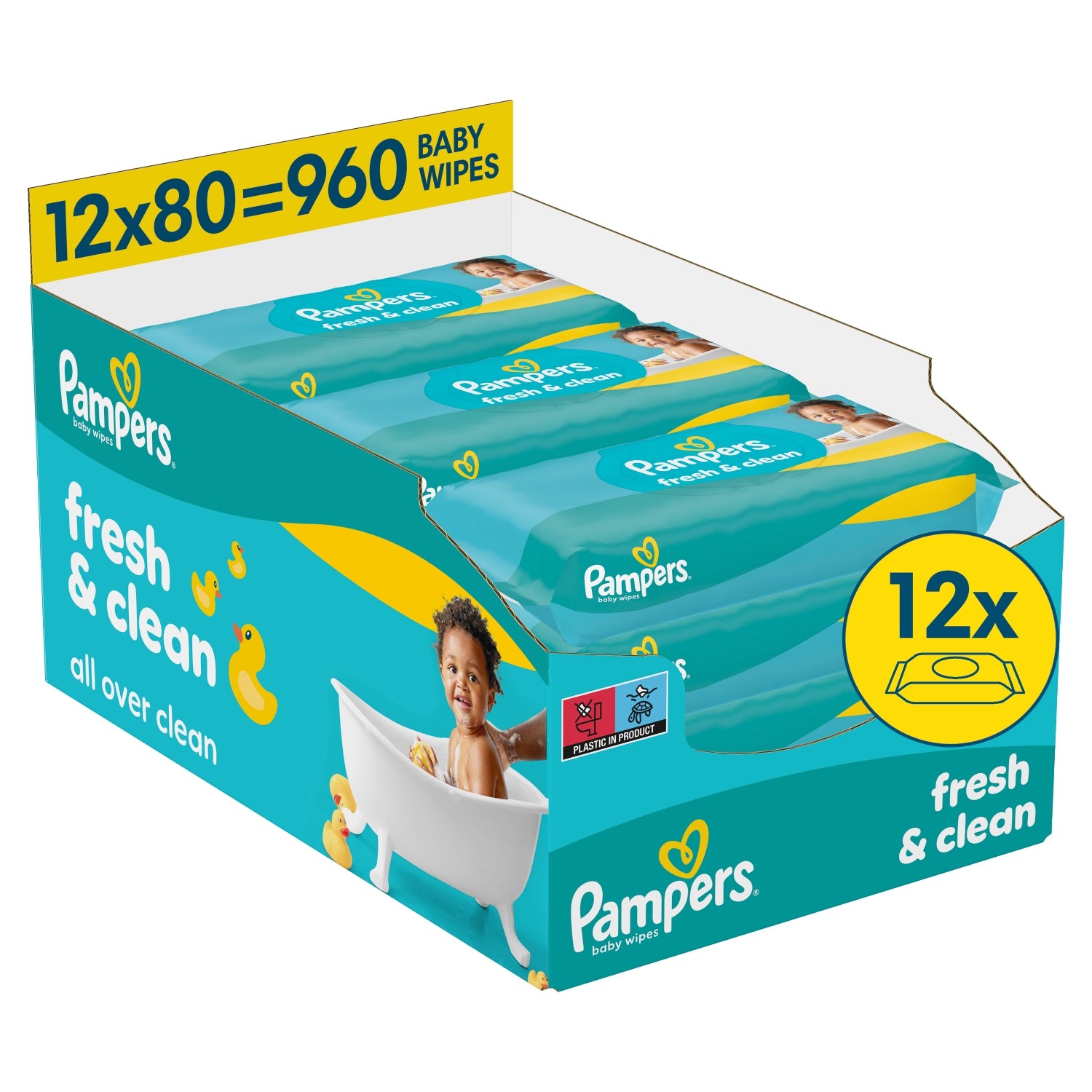 Pampers Fresh Clean Wet Wipes for Children 12 Pack x 80 = 960 Pack