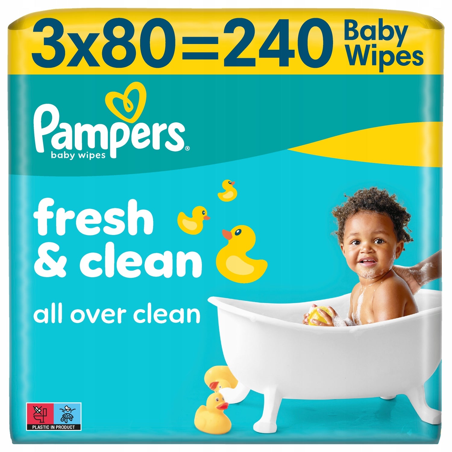 Pampers Fresh Clean Wet Wipes for Children, 3 x 80 = 240 pieces
