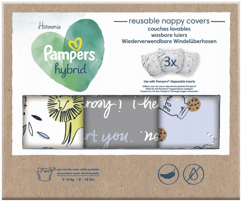 Pampers Harmonie Reusable Hybrid Diapers 3 Pack 3-16kg