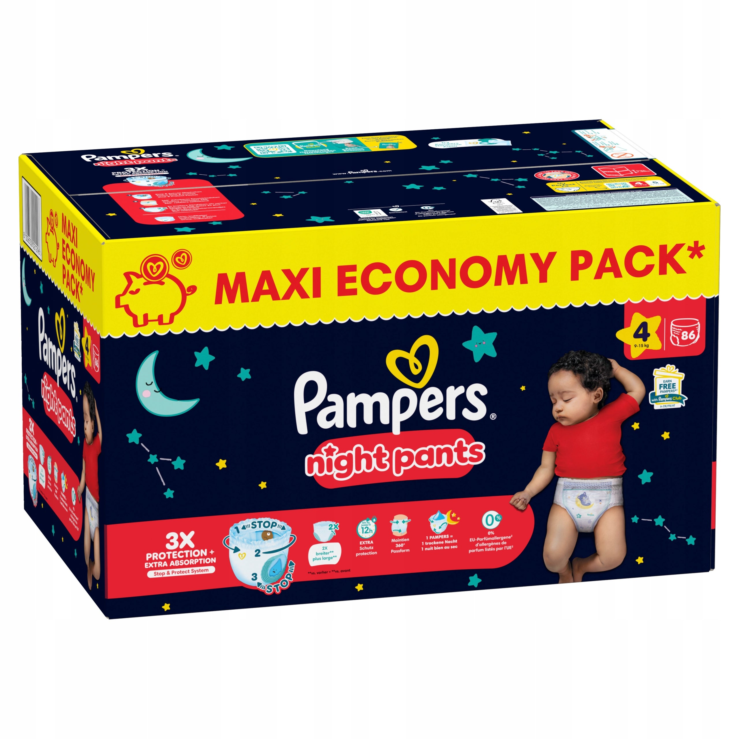 Pampers Night Pants size. 4 diapers for the night 86 pcs Import Germany Packaging status original