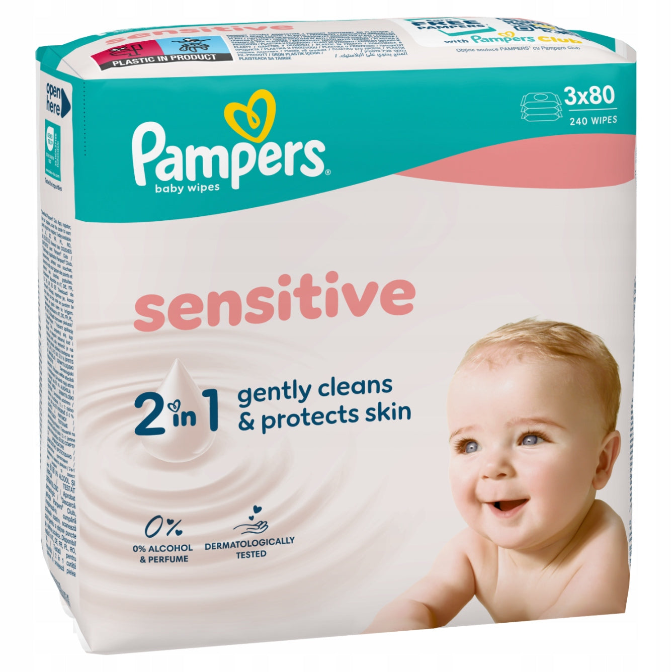 Pampers Sensitive Wet Wipes for Children, 3 x 80 = 240 pieces Brand Pampers