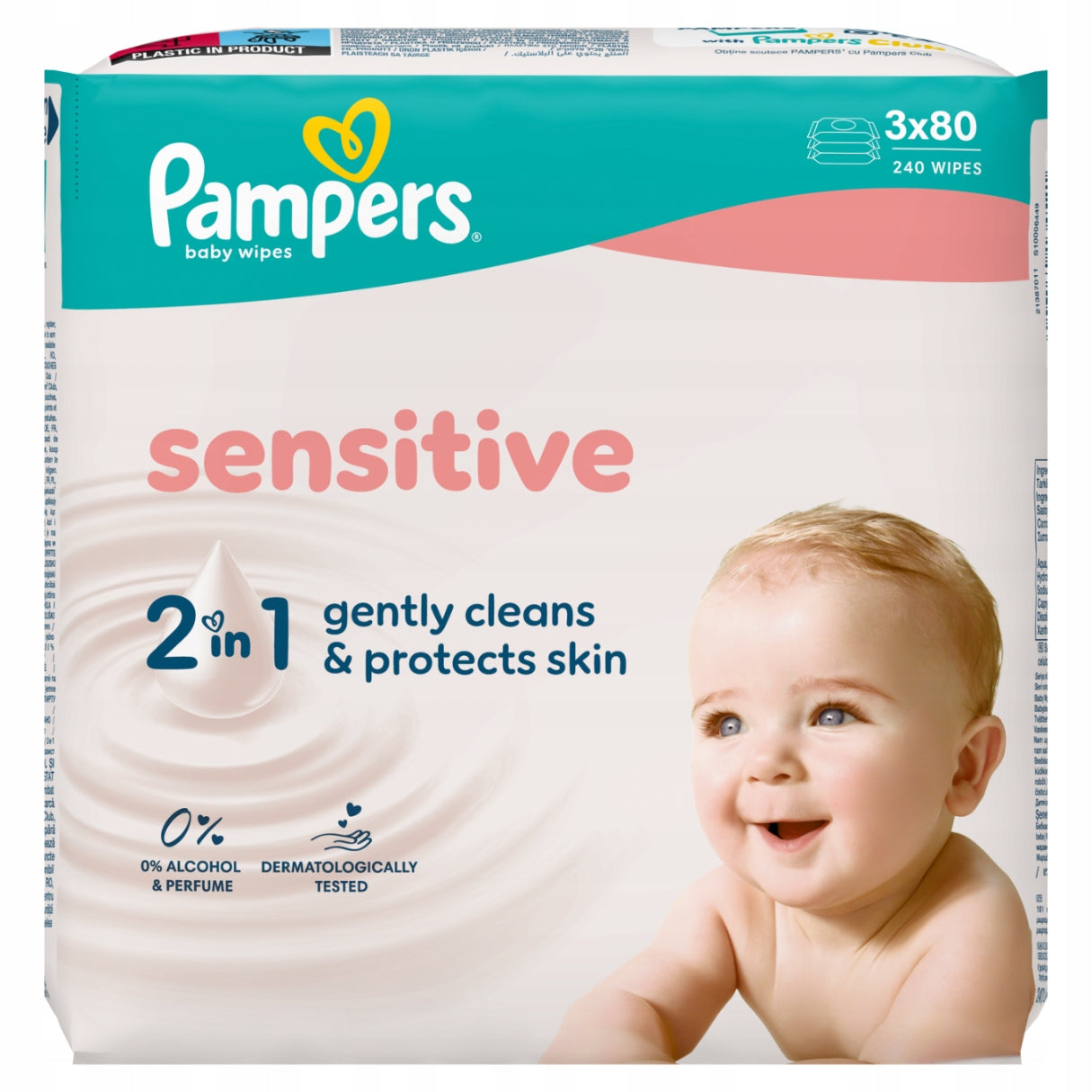 Pampers Sensitive Wet Wipes for Children, 3 x 80 = 240 pieces Packaging status original
