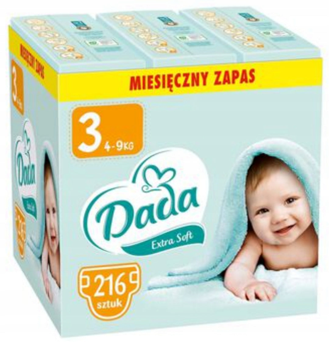 Pampersy Dada 3 Extrasoft Diapers size 3 Diapers 4-9 kg set of 216pcs