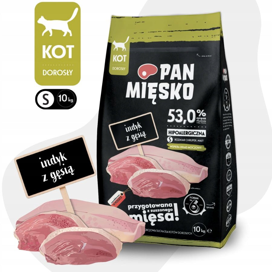 Pan Mięsko Dry Cat Food Dried TURKEY with GOOSE Small Crisps S 10kg