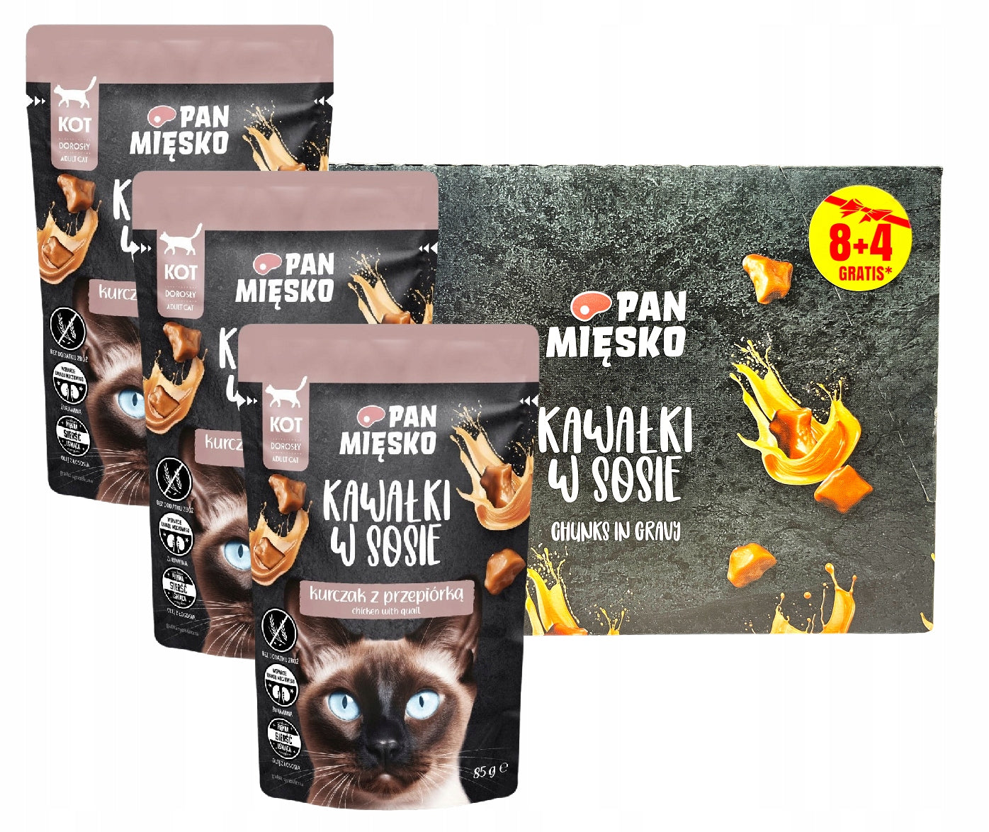 Pan Mięsko Sachets Chicken with Quail in Sauce 8+4 (12x85g)