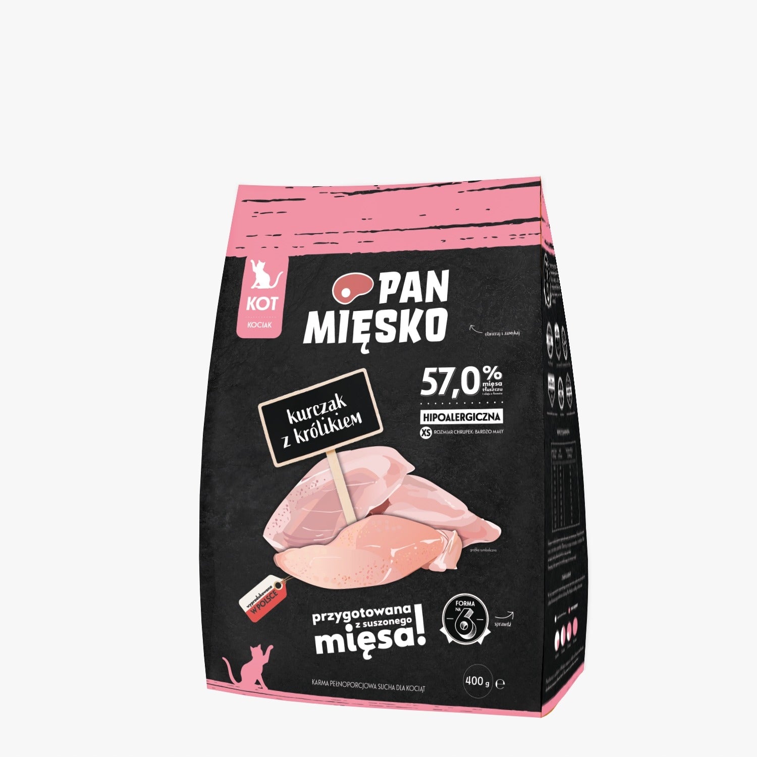 Pan Mięsko dry cat food Chicken with rabbit kittens XS 400g