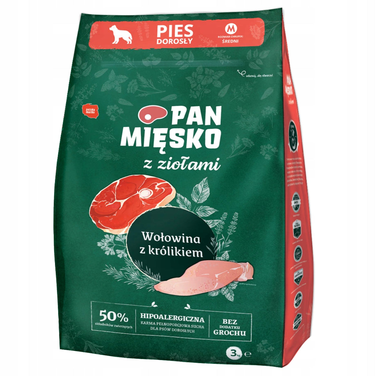 Pan Mięsko with Herbs Beef with Rabbit Hypoallergenic Grain Free 3 kg M