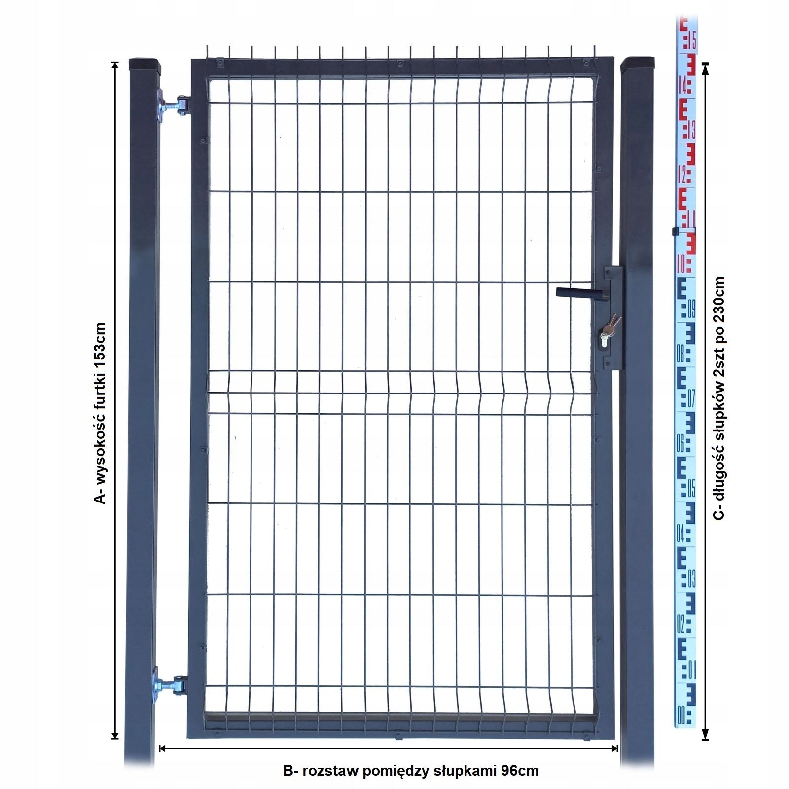 Panel gate 150cm | Fence | Anthracite graphite RAL7016 | 2 posts Manufacturer code f-150-7016-p-s