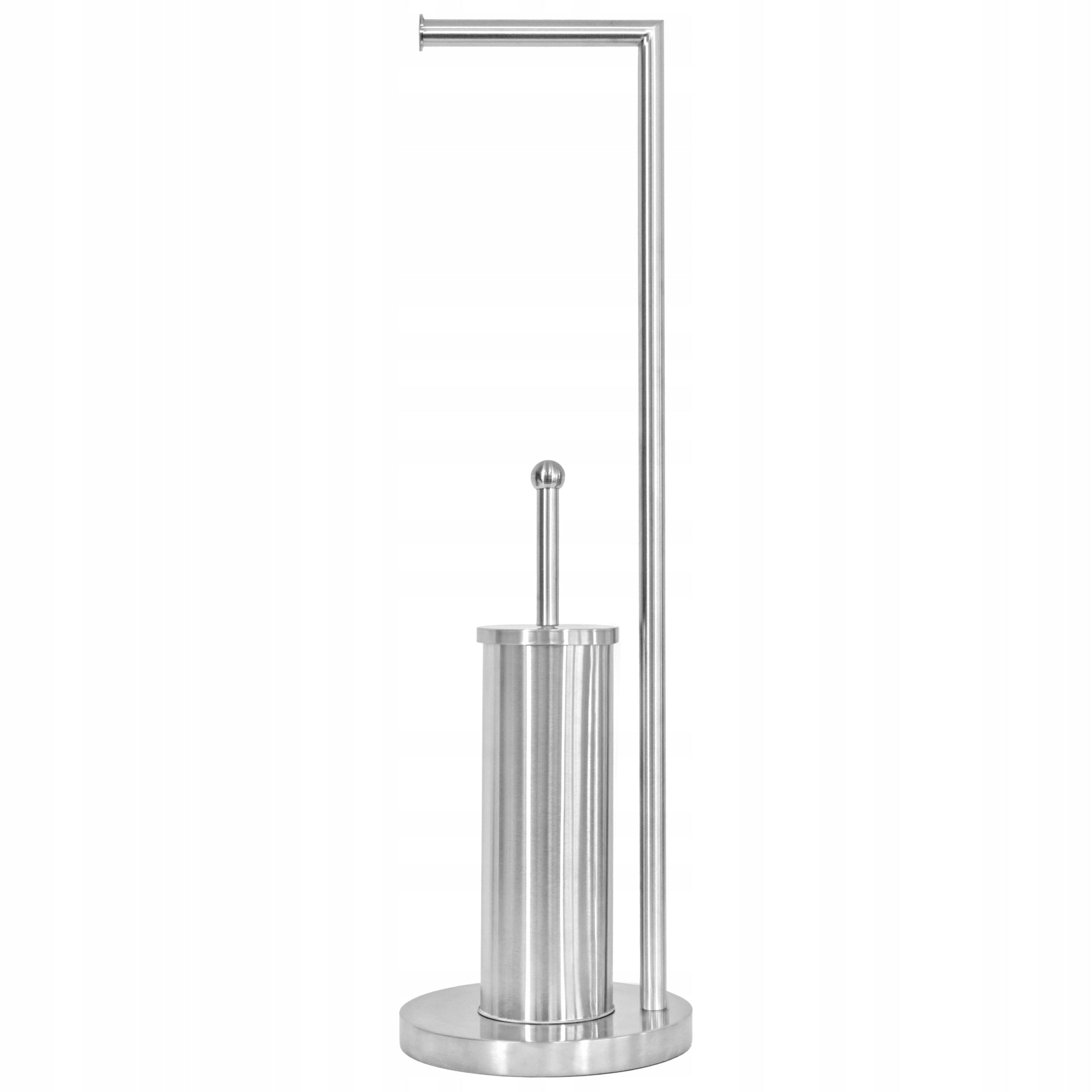 Paper Stand with Toilet Brush Durable Stylish Silver Steel