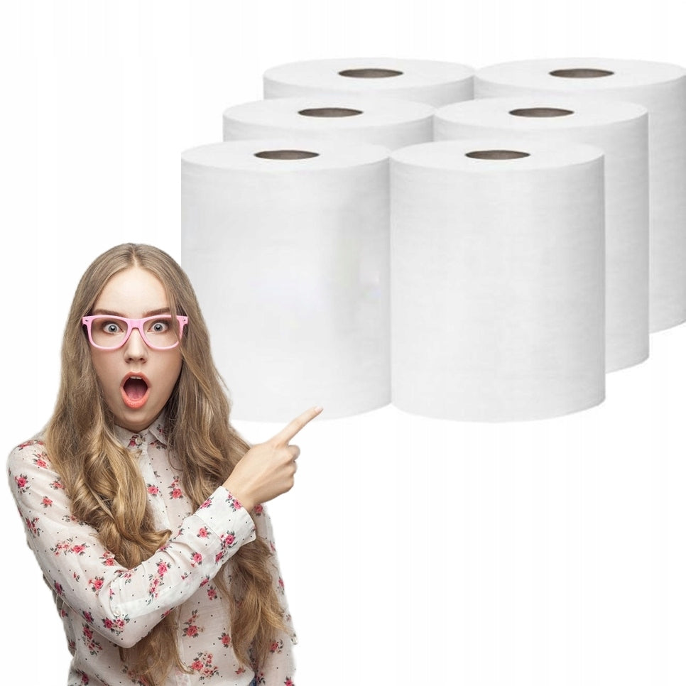 Paper TOWELS WHITE 2 LAYERS 100m ABSORBENT CLEANER 6 rolls QUALITY
