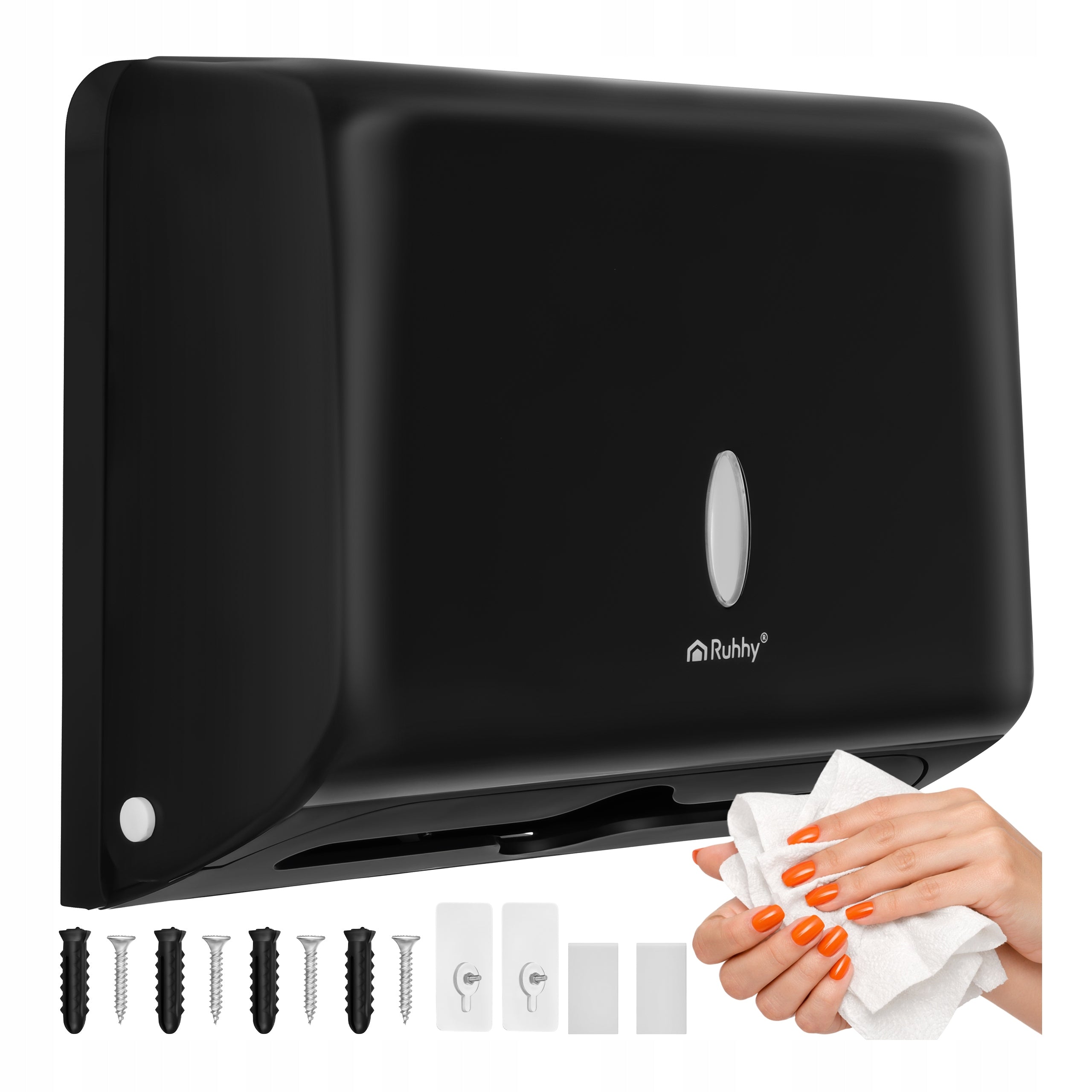 Paper Towel Container ZZ Dispenser Wall Mounted Feeder Viewfinder Black