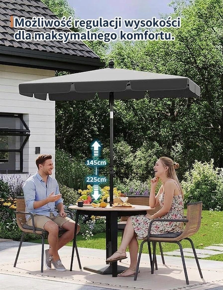 Parasol balkonowy 200x125 cm z pokrowcem,uchylny i regulowany na wysokość Color gray