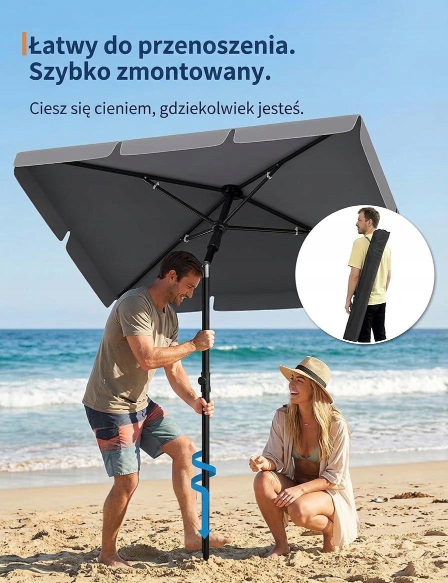 Parasol balkonowy 200x125 cm z pokrowcem,uchylny i regulowany na wysokość Manufacturer code VELLKEYS