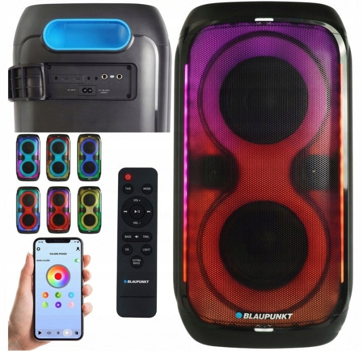 Party Box Speaker Blaupunkt PB60X 120W LED Lights TWS Karaoke App