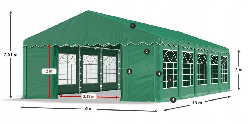 Party Tent 5x10m Garden DAS 240 S Length 10 m