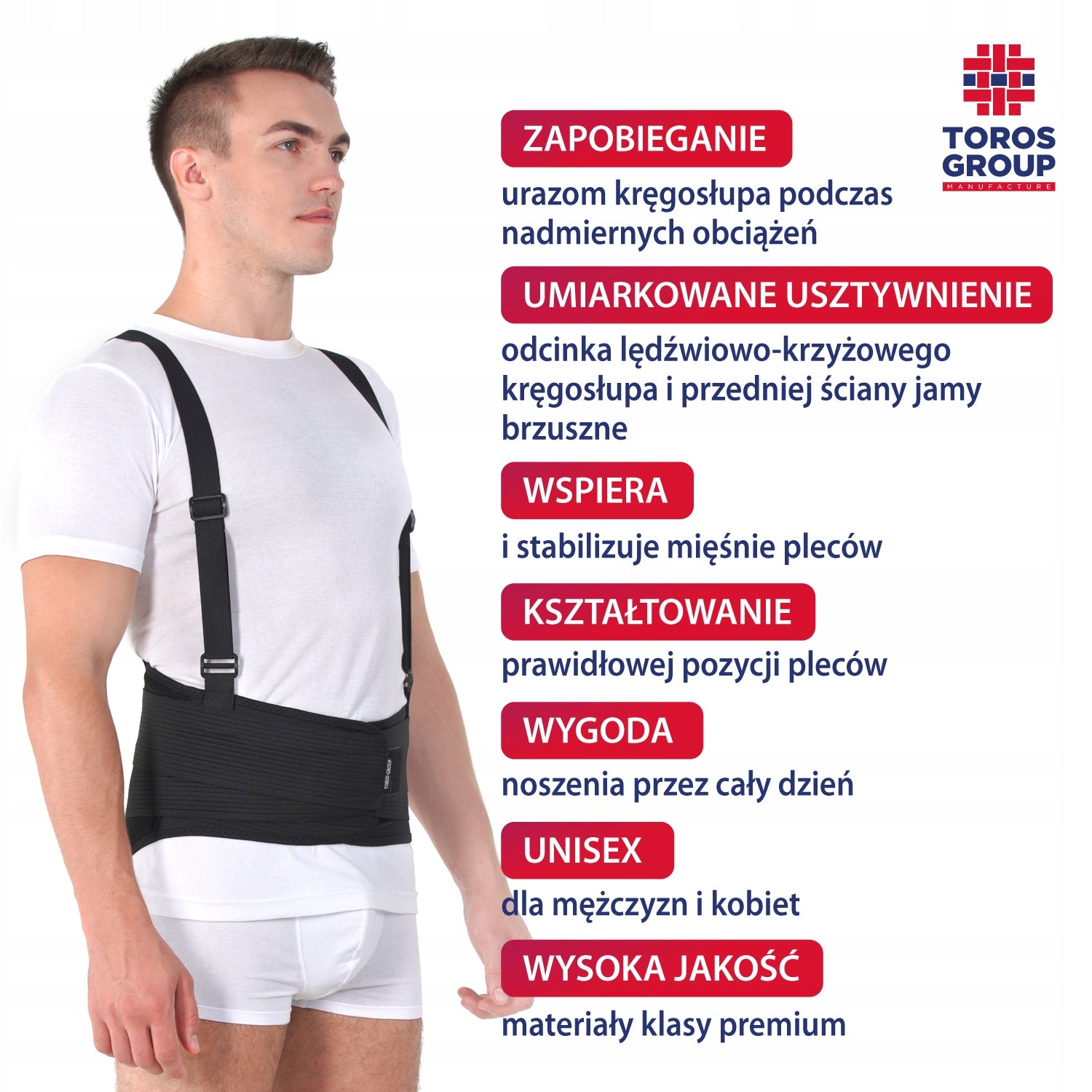 Juosmens įtvaras Toros Group 3 dydis, juodas