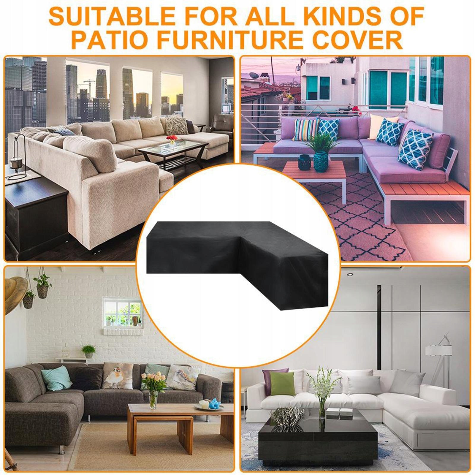 Patio Furniture Couch Cover Garden Corner Sofa Protector Cover 210x270x85cm Product width 1 cm