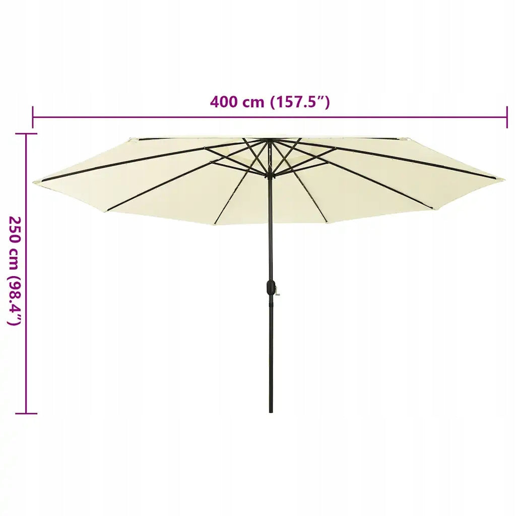 Patio umbrella with LED, 400 cm, sand Product height 1 cm