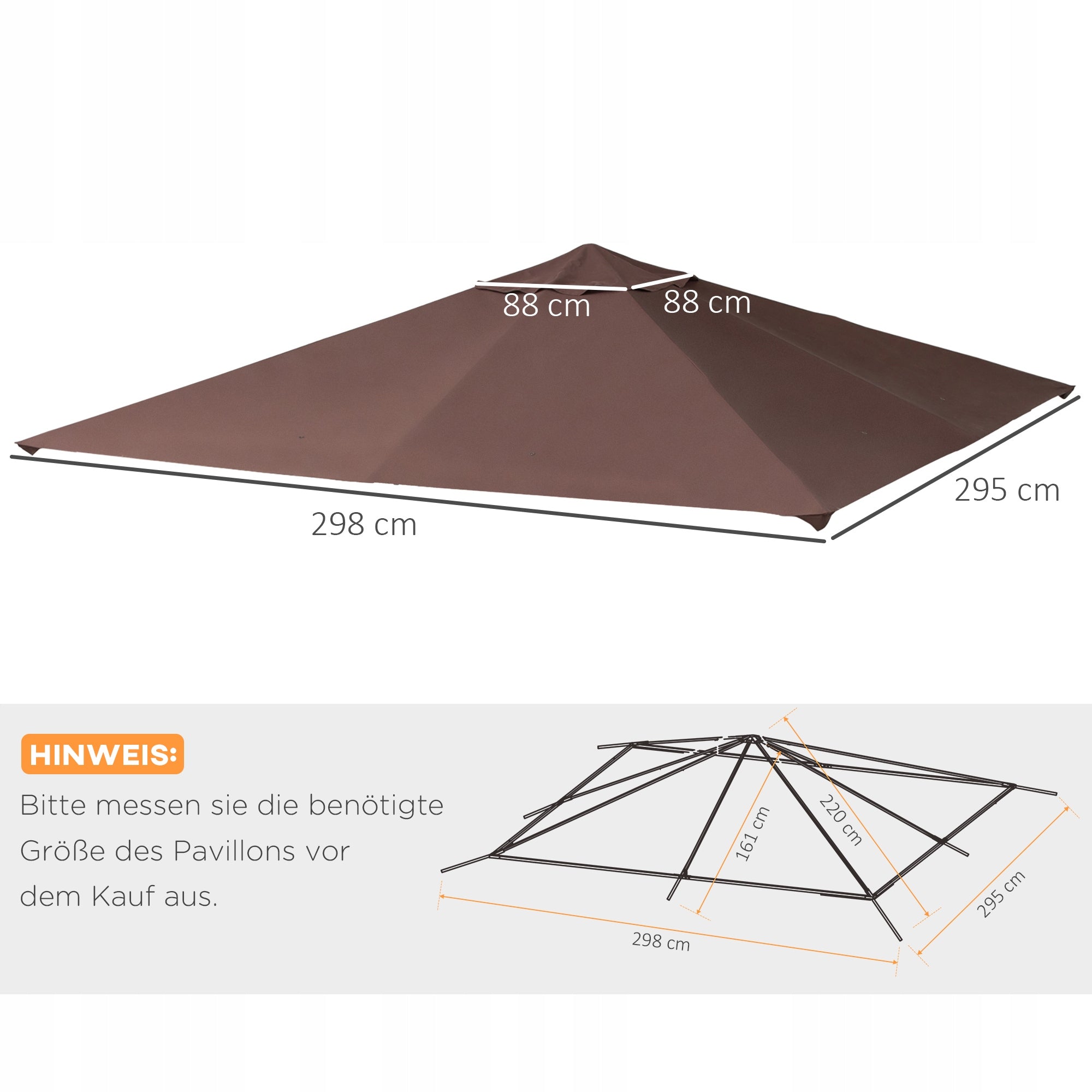 Pavilion Roof 3x3 Spare Waterproof Gazebo Canopy Strong UV Color brown