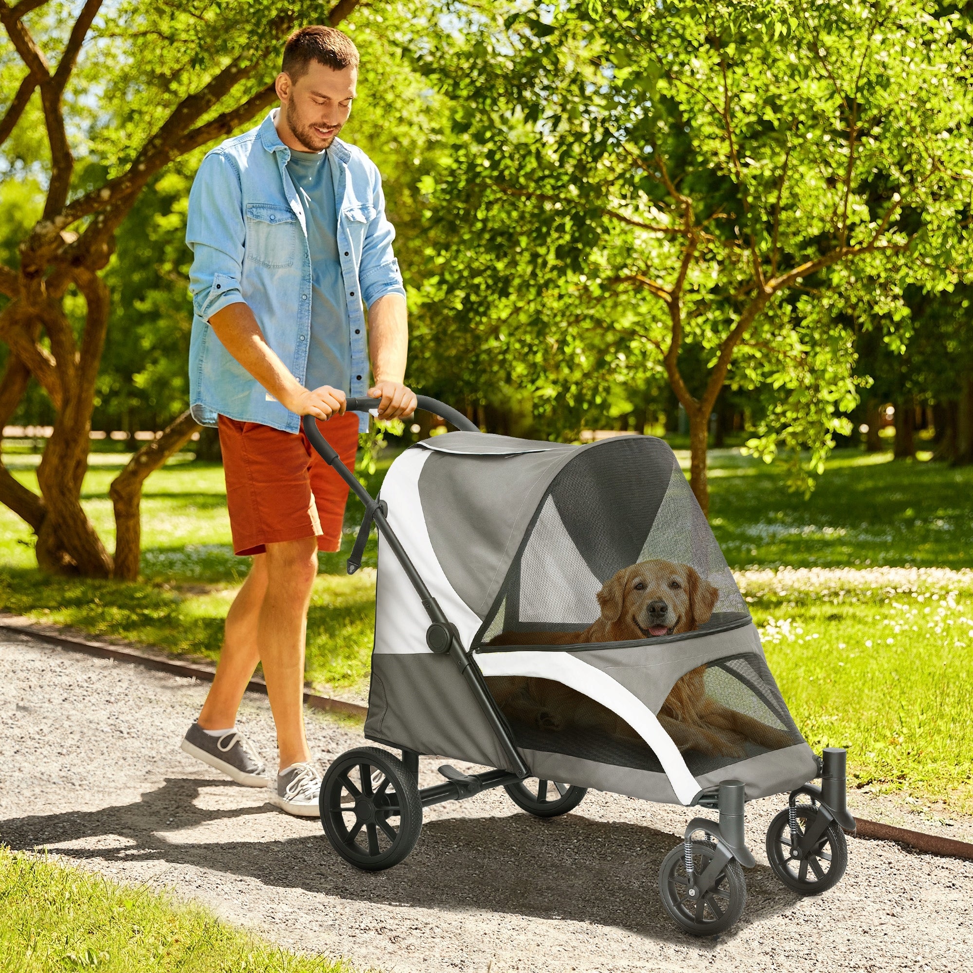 PawHUT Dog Stroller Folding Up to 30kg Large Cushioned EAN (GTIN) 4255826857543