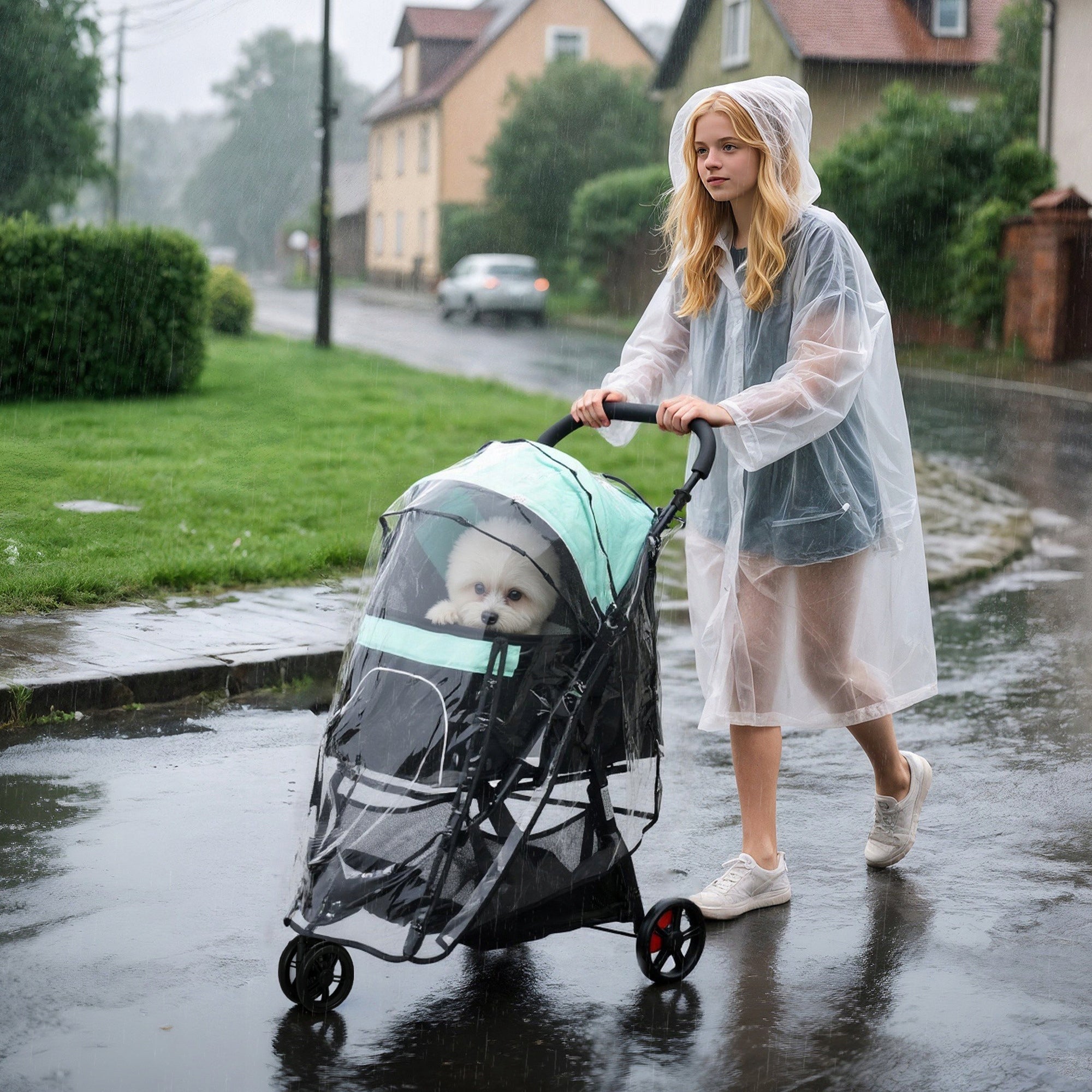 PawHut 2-in-1 Dog Stroller, Folding, with Rain Cover, 80,5x51,5x100 cm Manufacturer code PawHut