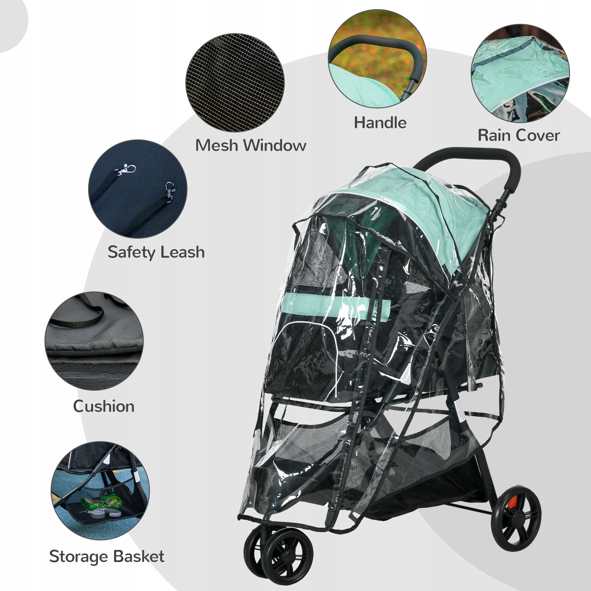 PawHut 2-in-1 Dog Stroller, Folding, with Rain Cover, 80,5x51,5x100 cm Maximum animal weight 15 kg