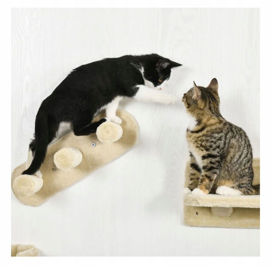 PawHut Cat Climbing Wall, 4-Piece Set with Bridge Hammock Product width 34 cm