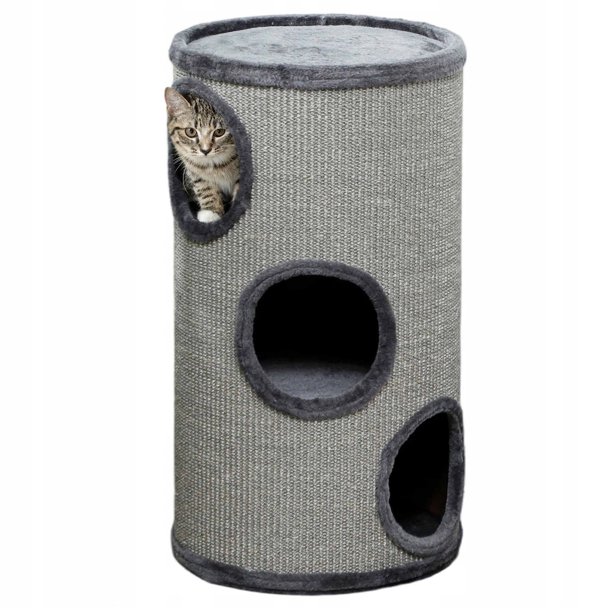 PawHut Cat Scratcher with 3 Levels, Mat and Sisal Cord, 38x38x70 cm