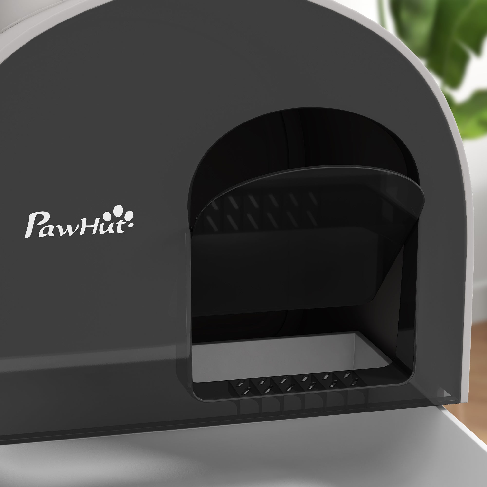 PawHut Cat Toilet with Lid and Mat, W 43 x D 44 x H 47 cm Grey Color gray