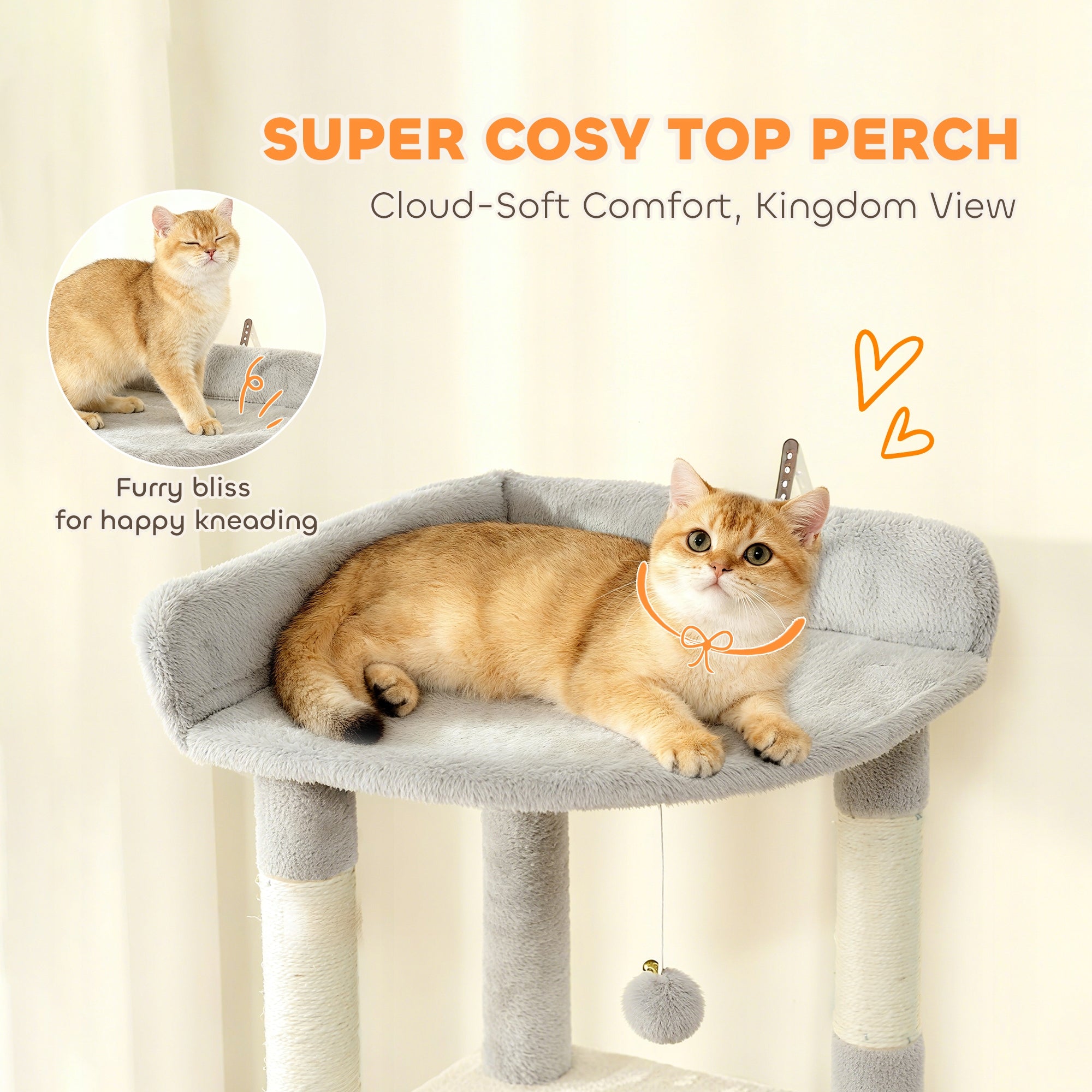 PawHut Cat scratcher, 170 cm, with tunnel and caves, large base, grey Brand PawHut