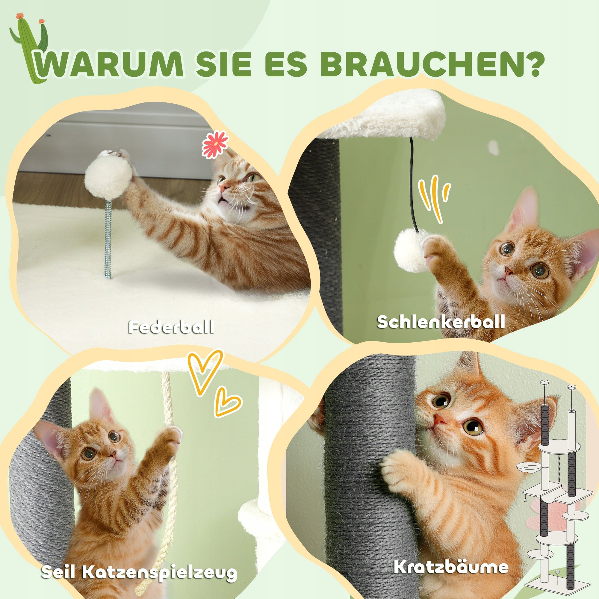 PawHut Cat scratcher, adjustable height 225-255 cm, 7-level, white EAN (GTIN) 4255633586209