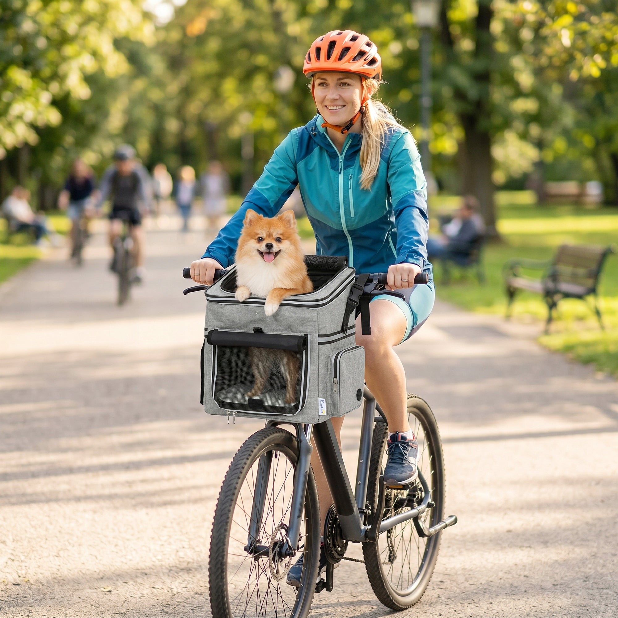 PawHut Dog Bike Basket Front, Portable Breathable Bicycle Basket Main material fabric