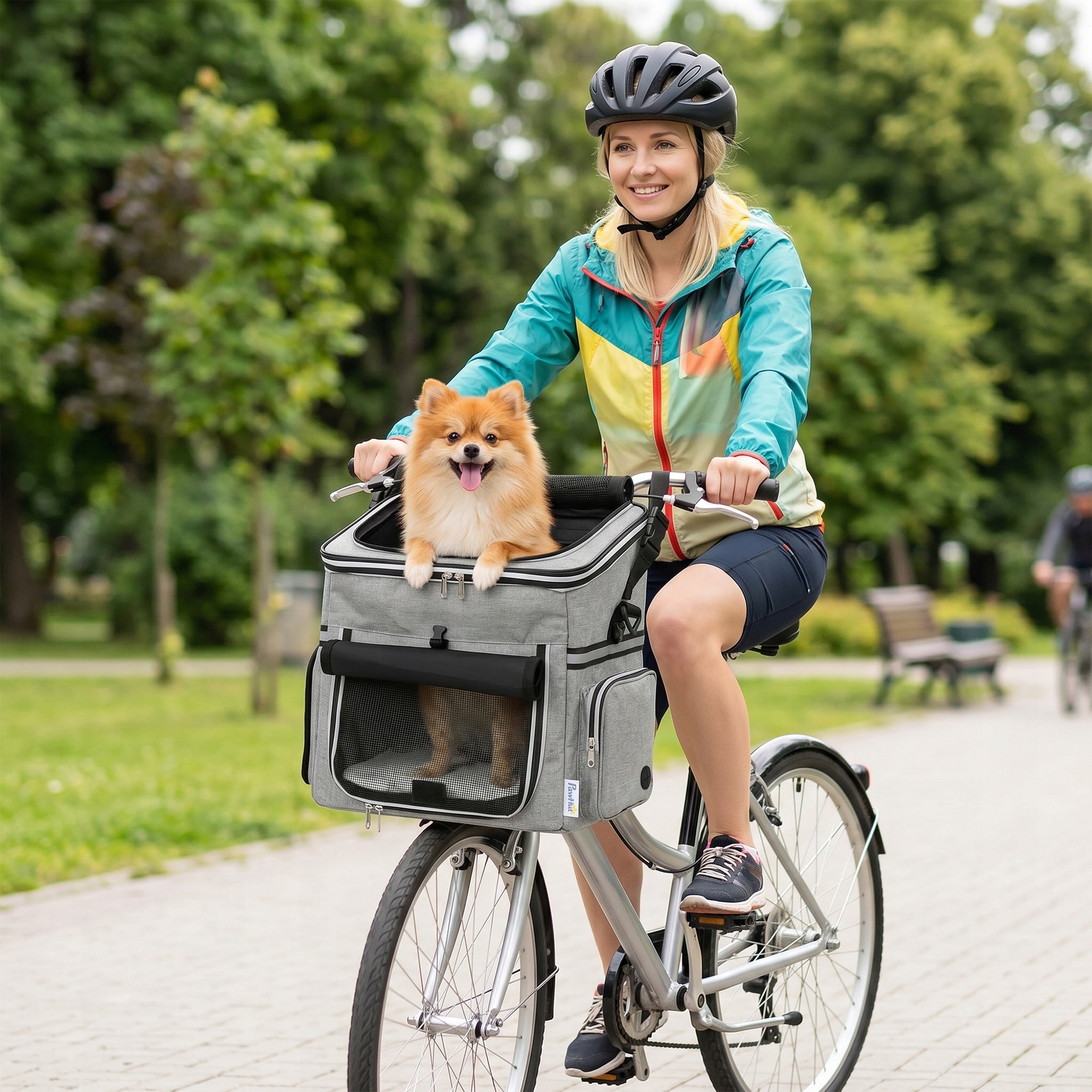PawHut Dog Bike Basket Front, Portable Breathable Bicycle Basket Packaging status original