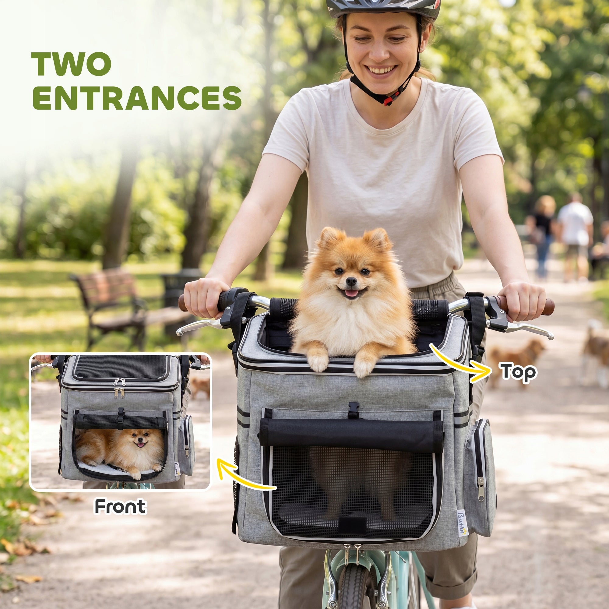 PawHut Dog Bike Basket Front, Portable Breathable Bicycle Basket Size multipurpose