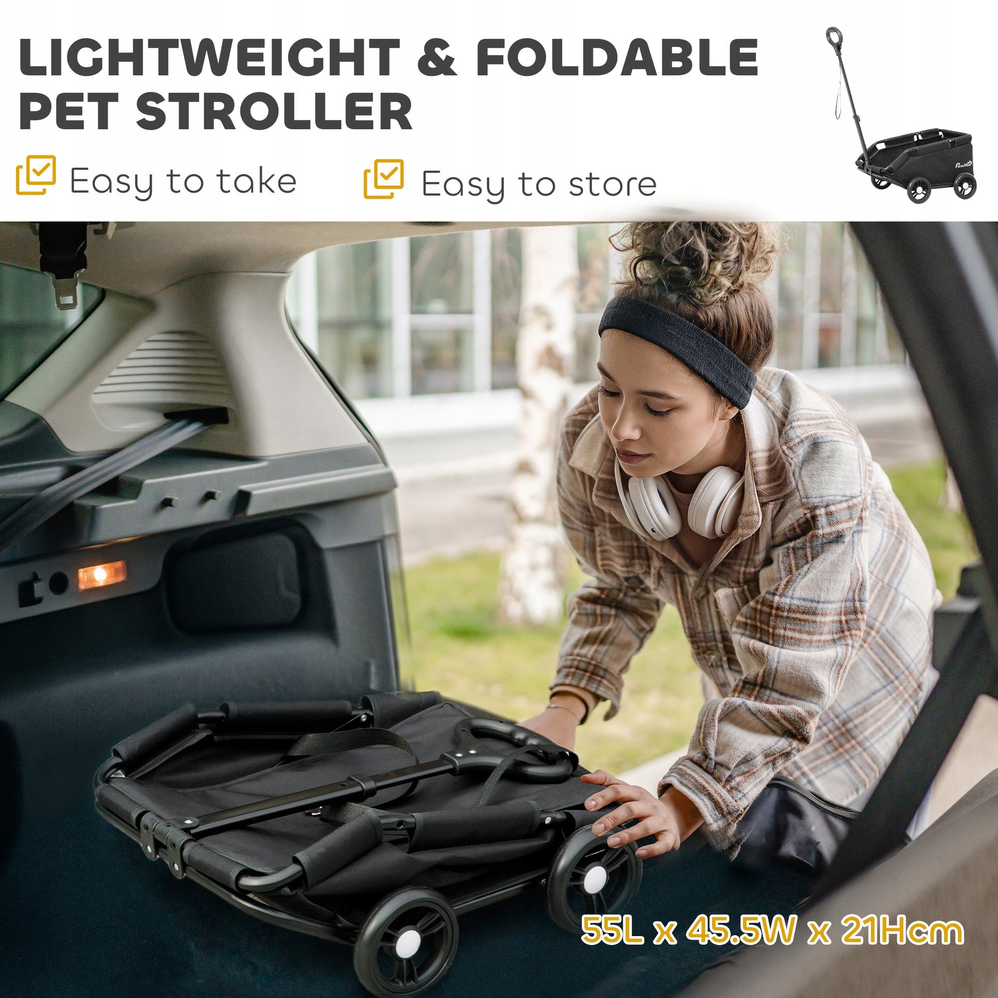 PawHut Dog Stroller, Folding, with Universal Handle, Washable Pillow Manufacturer code D00-205V00BK