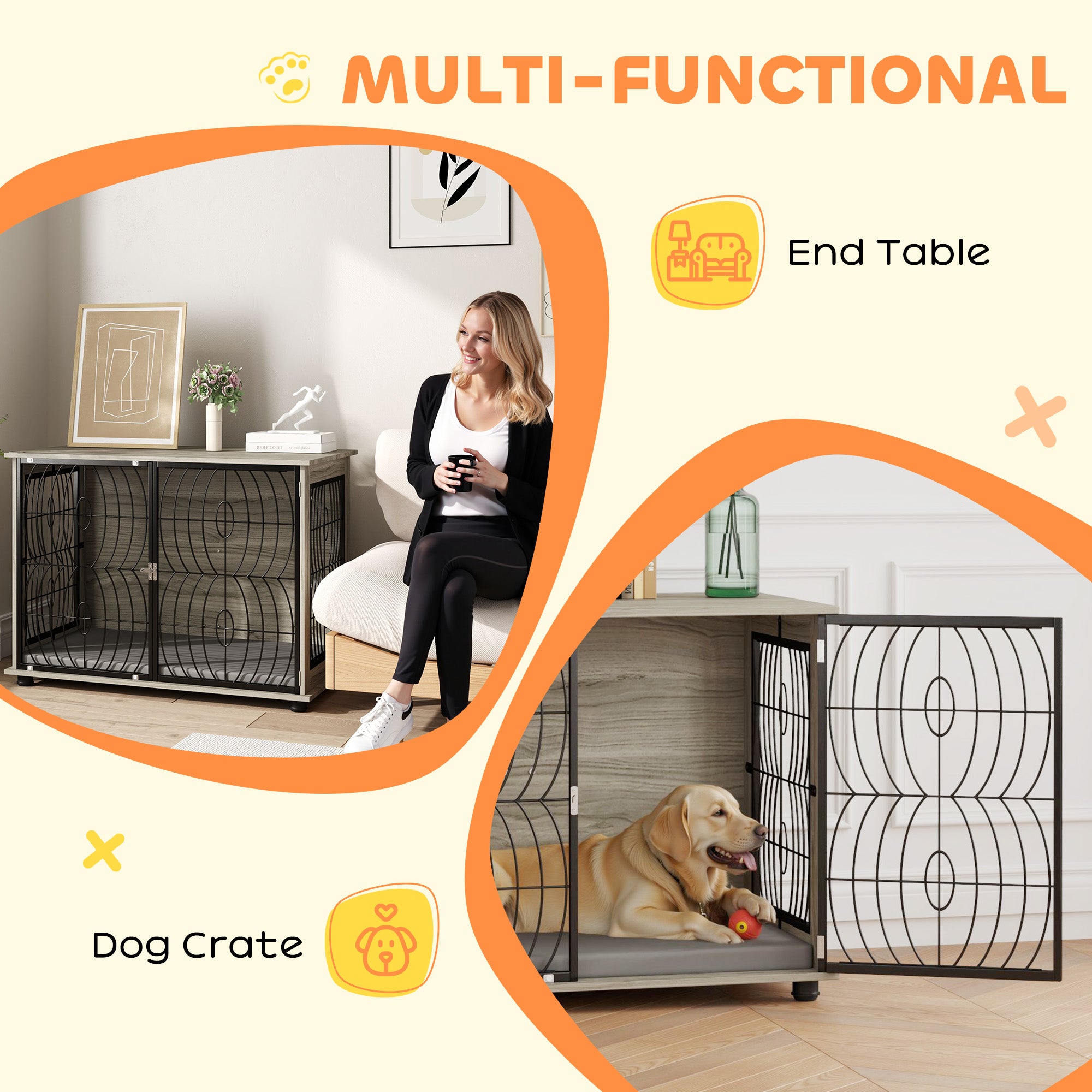 PawHut Dog cage, home, with pillow, grey, 100 x 60 x 73,5 cm Brand PawHut
