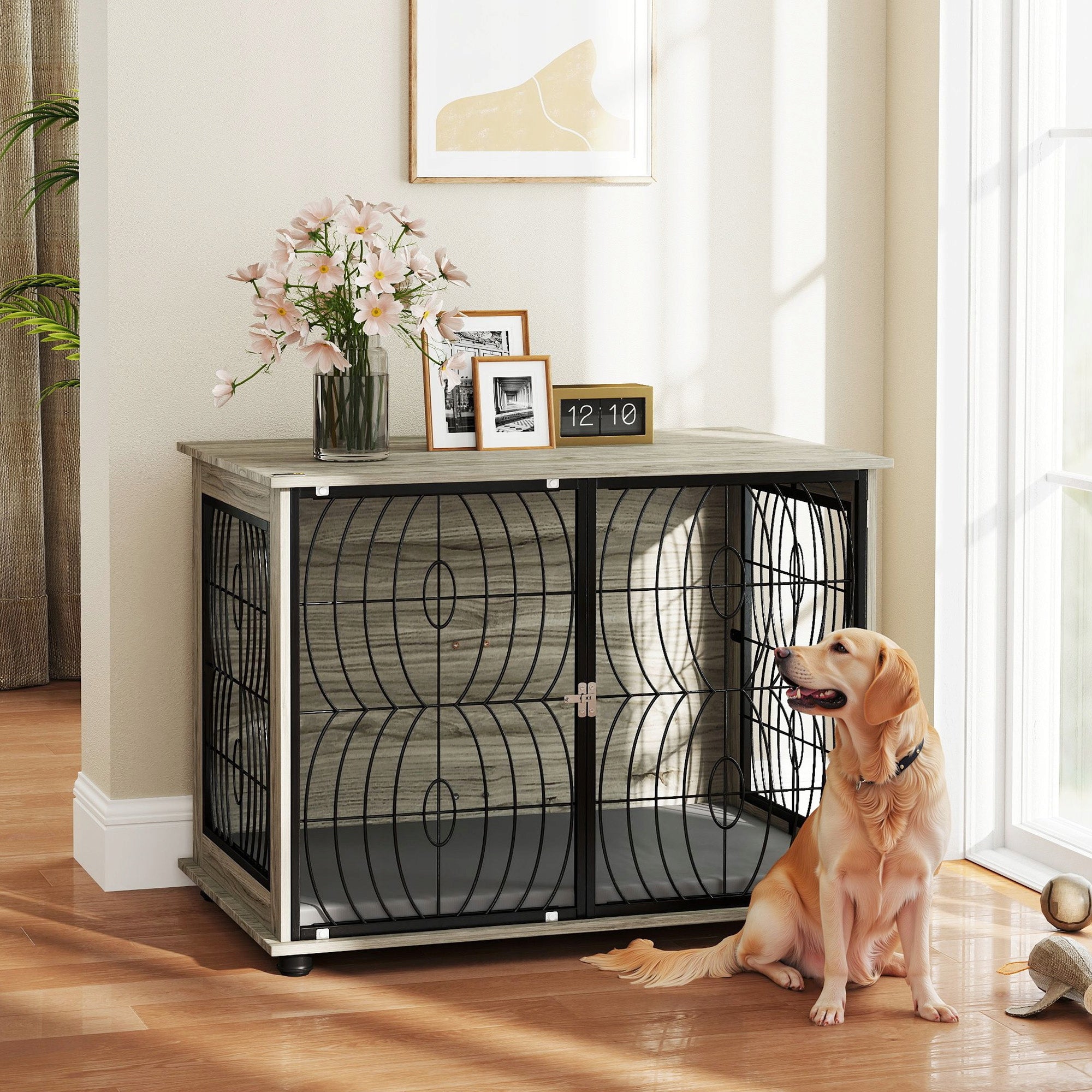 PawHut Dog cage, home, with pillow, grey, 100 x 60 x 73,5 cm Packaging status original
