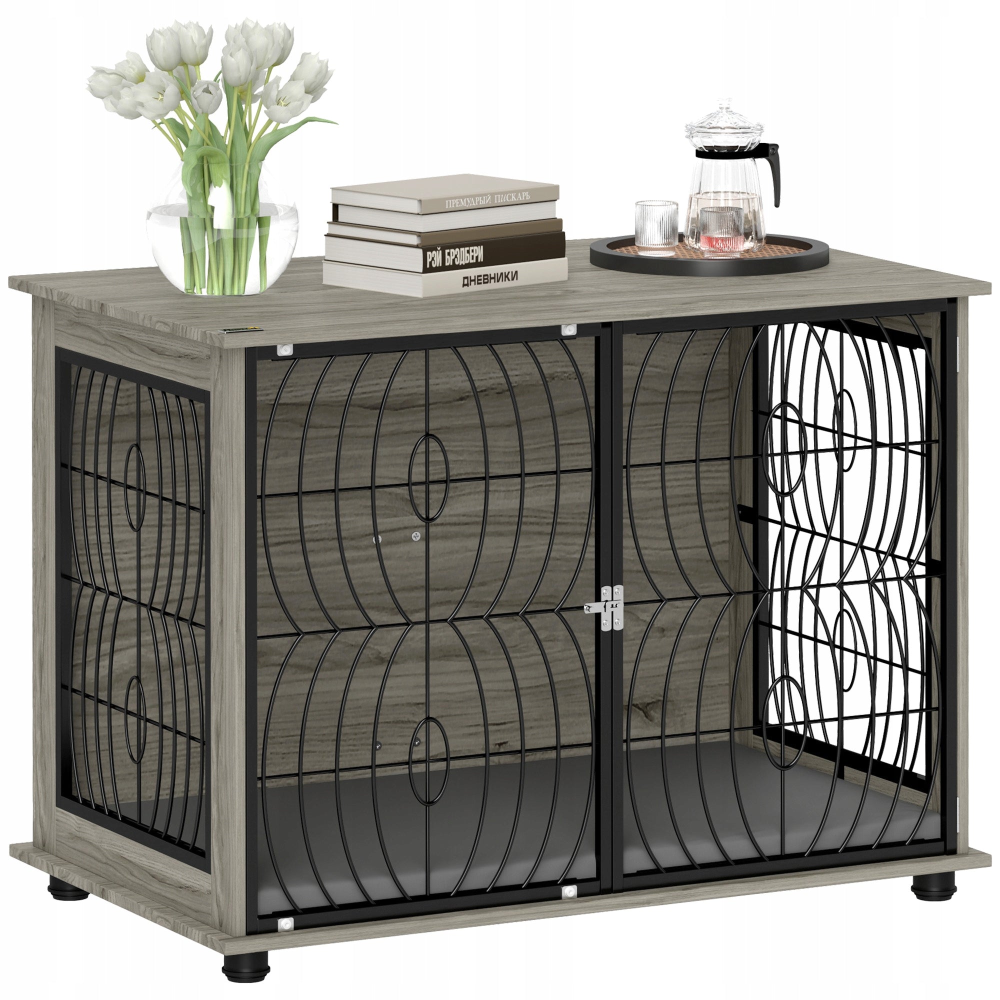 PawHut Dog cage, home, with pillow, grey, 100 x 60 x 73,5 cm