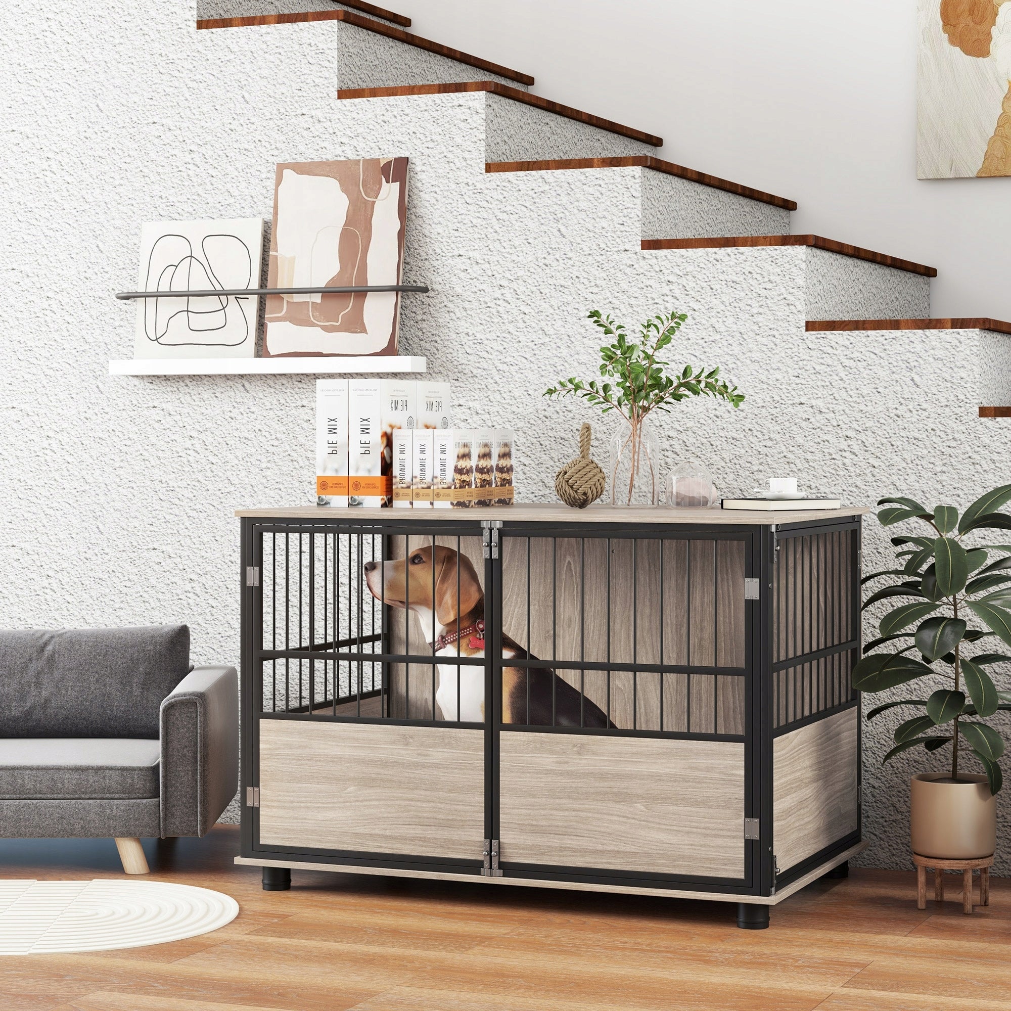 PawHut Dog cage, non-slip, large, for use at home, 100x60x68cm Packaging status original