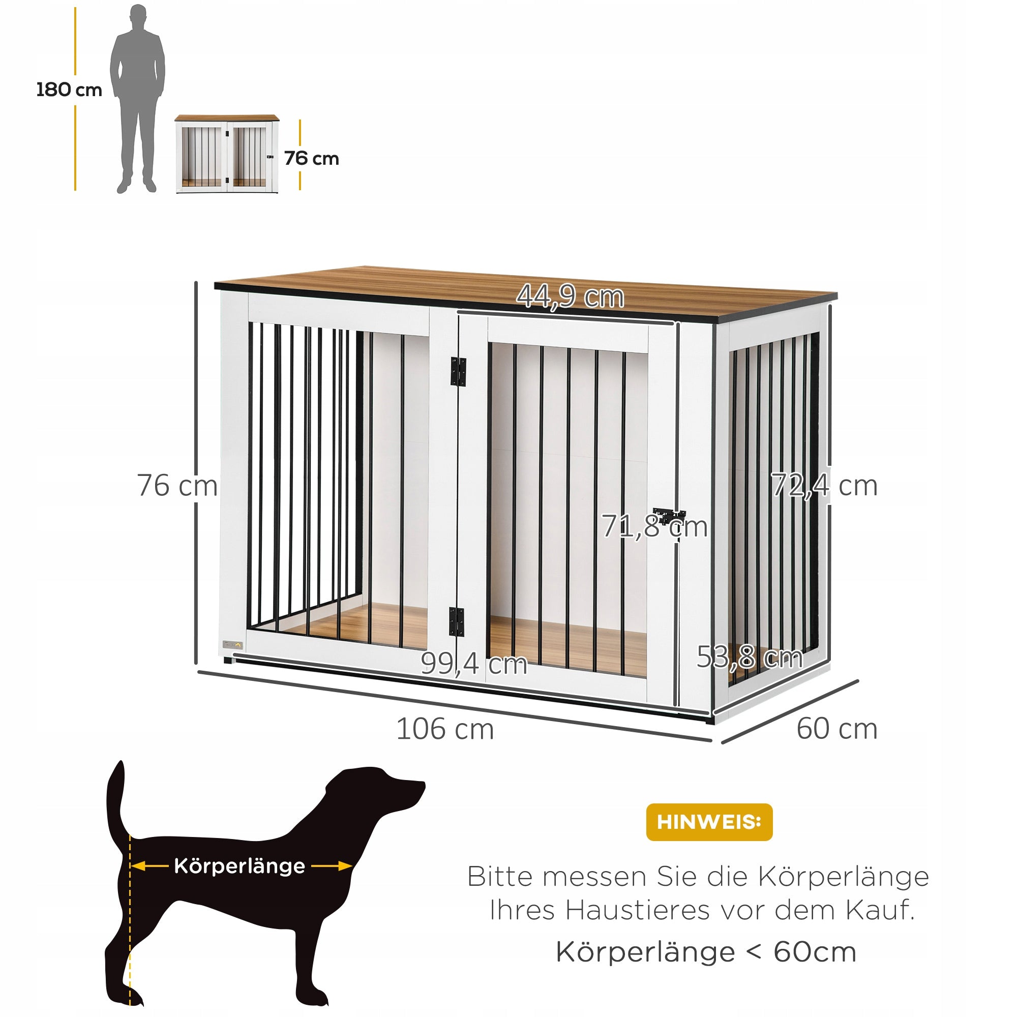 PawHut Dog cage with door and window, as a table for the living room 106x60x76cm Trade name klatka dla psa