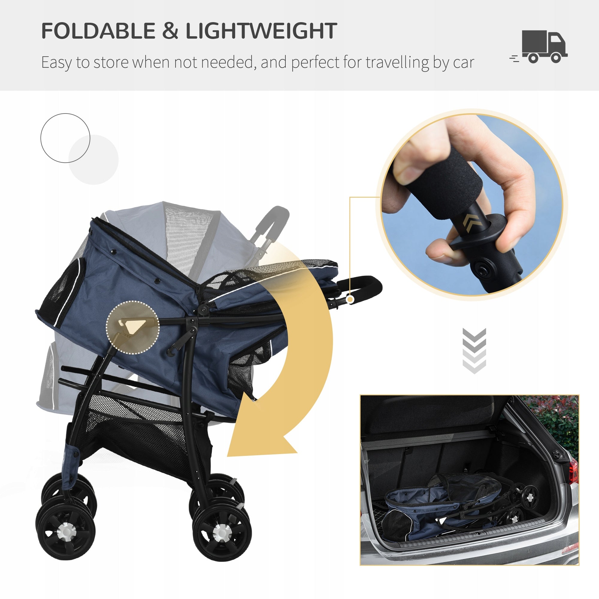 PawHut Dog stroller PawHut, foldable, with pillow, for cats Color black