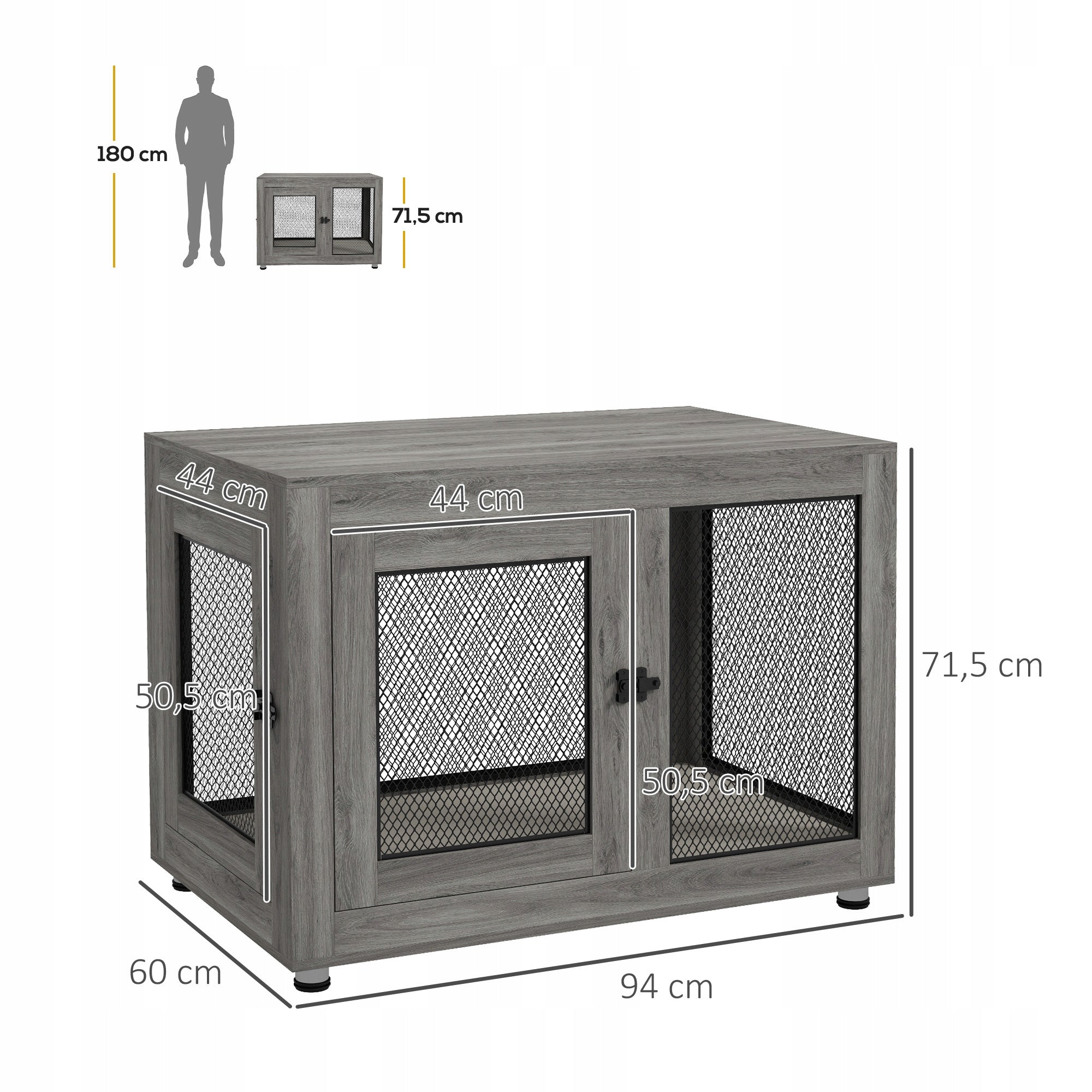 PawHut Kennel Cage for Dog Lockable for Home Side Table 94x60x71,5cm Kind cage