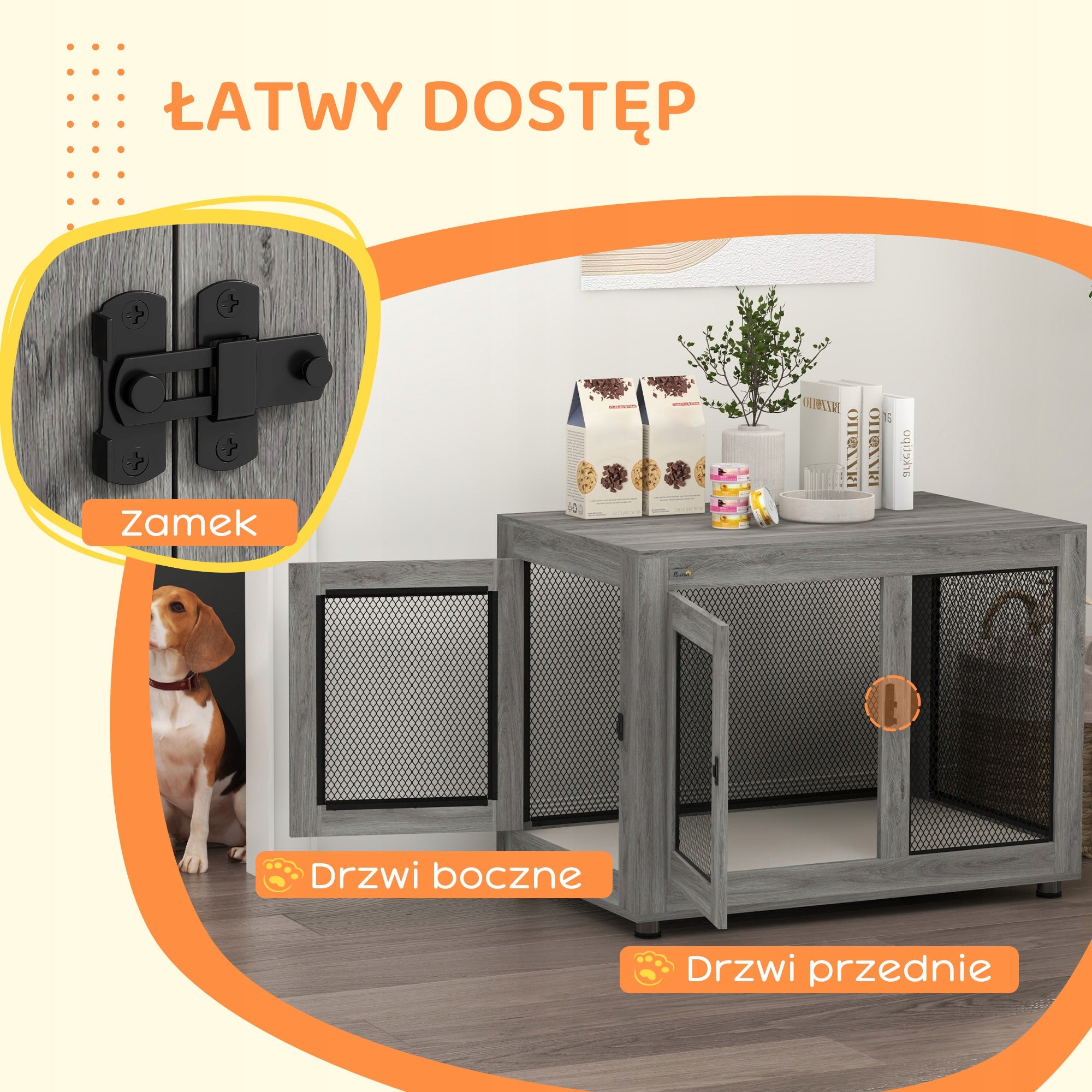 PawHut Kennel Cage for Dog Lockable for Home Side Table 94x60x71,5cm Length 60 cm