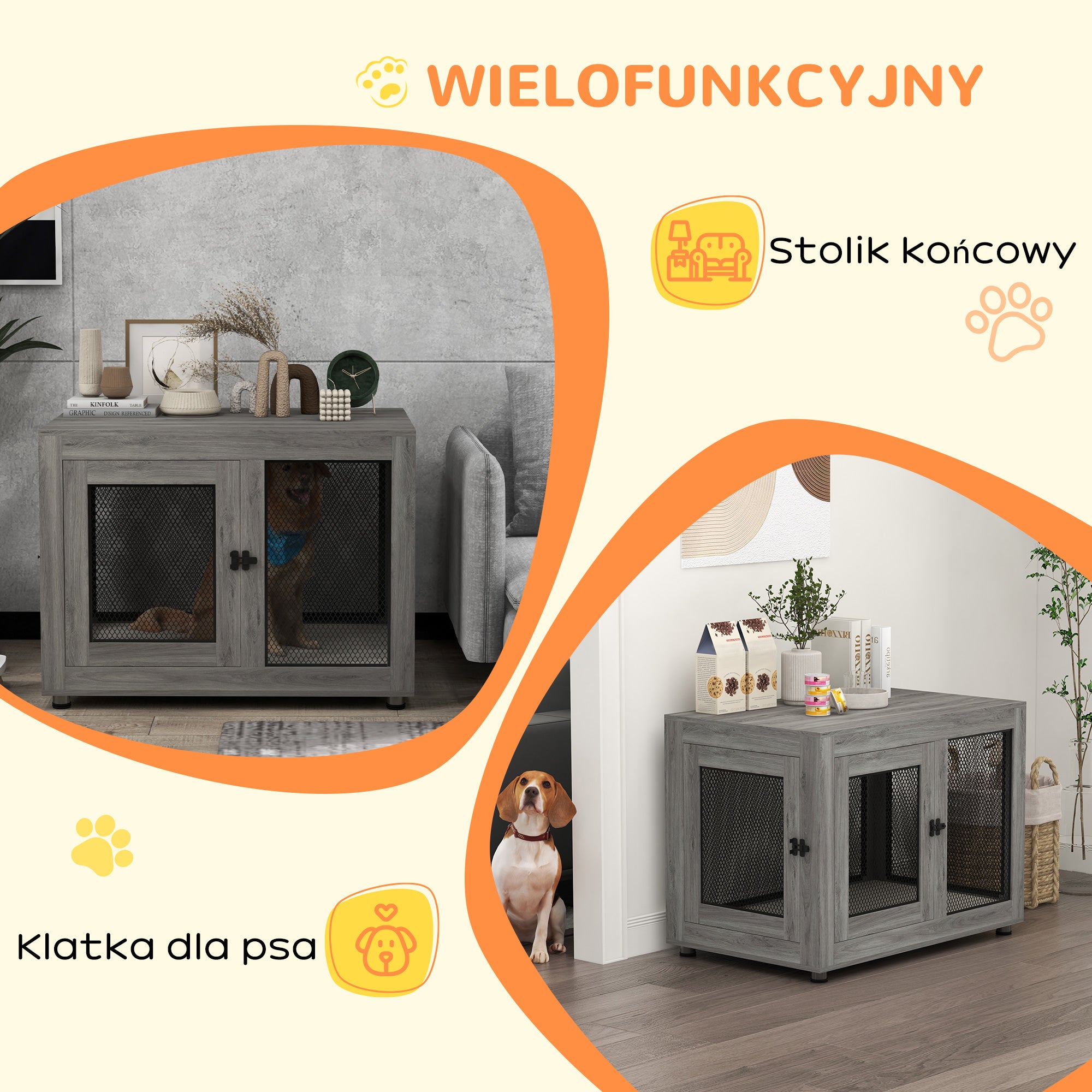 PawHut Kennel Cage for Dog Lockable for Home Side Table 94x60x71,5cm Trade name D02-132V01GY