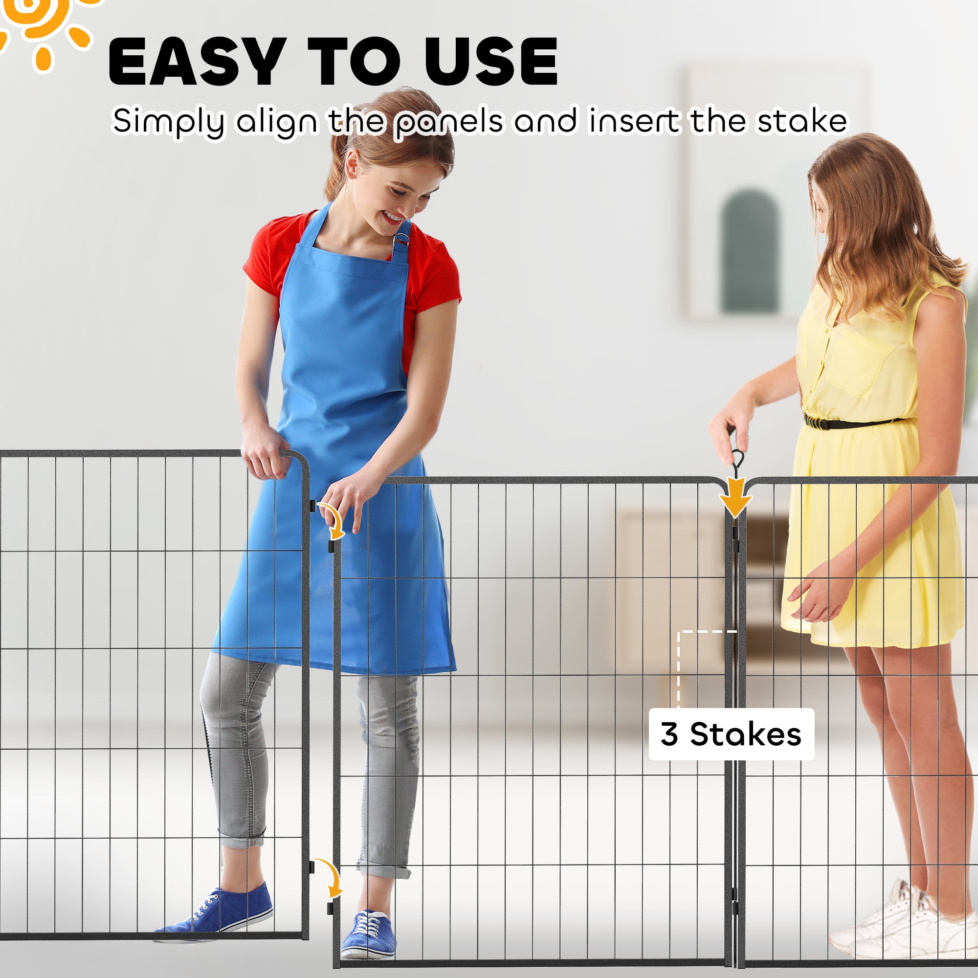 PawHut Set of 2 Puppies Fence Panels, Steel, Black, 80x100 cm Brand PawHut
