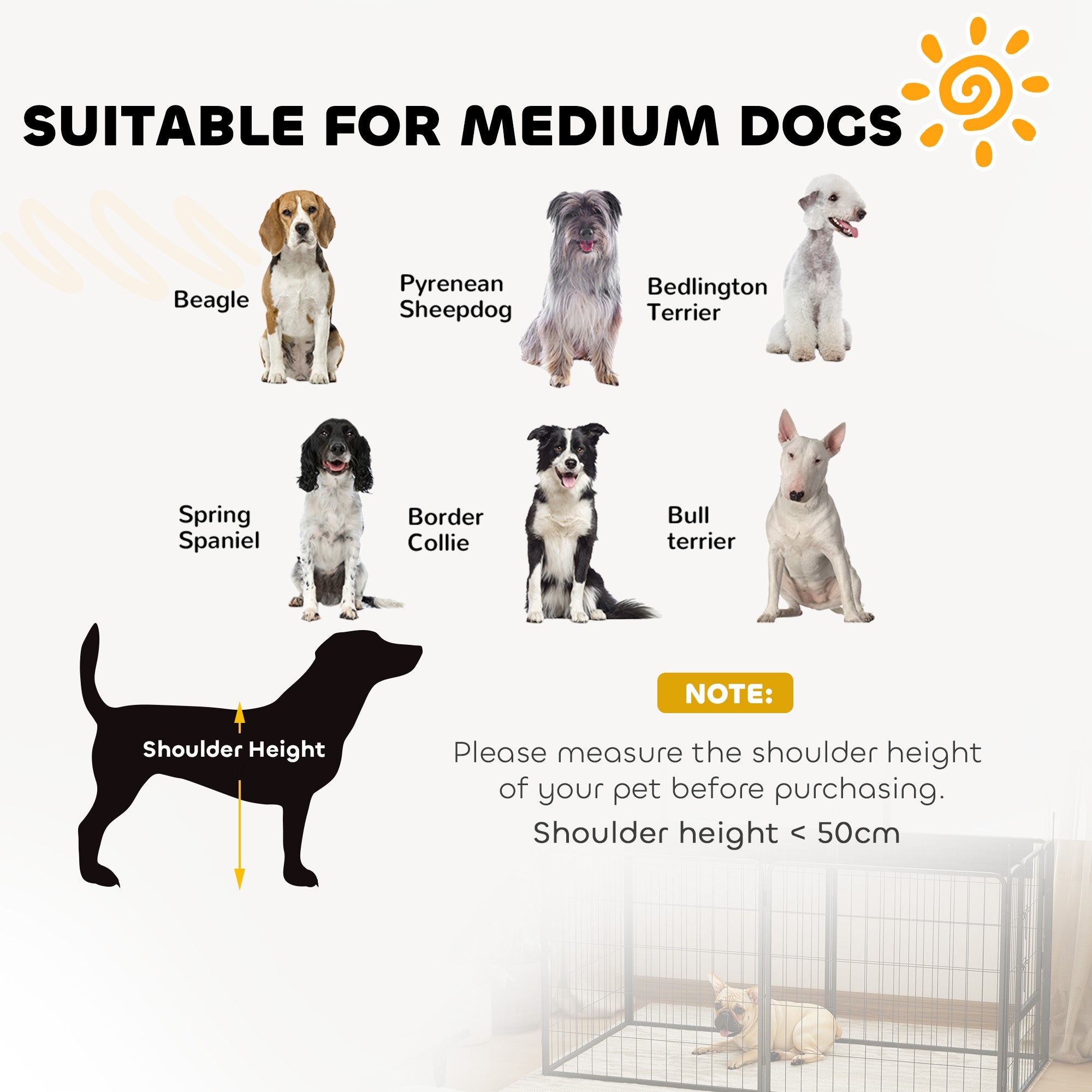 PawHut Set of 2 Puppies Fence Panels, Steel, Grey, 80 x 80 cm Length 80 cm