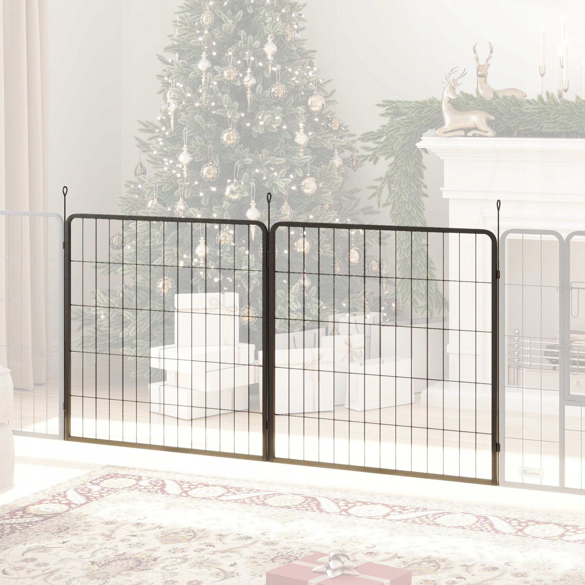 PawHut Set of 2 Puppies Fence Panels, Steel, Grey, 80 x 80 cm Product width 1.5 cm