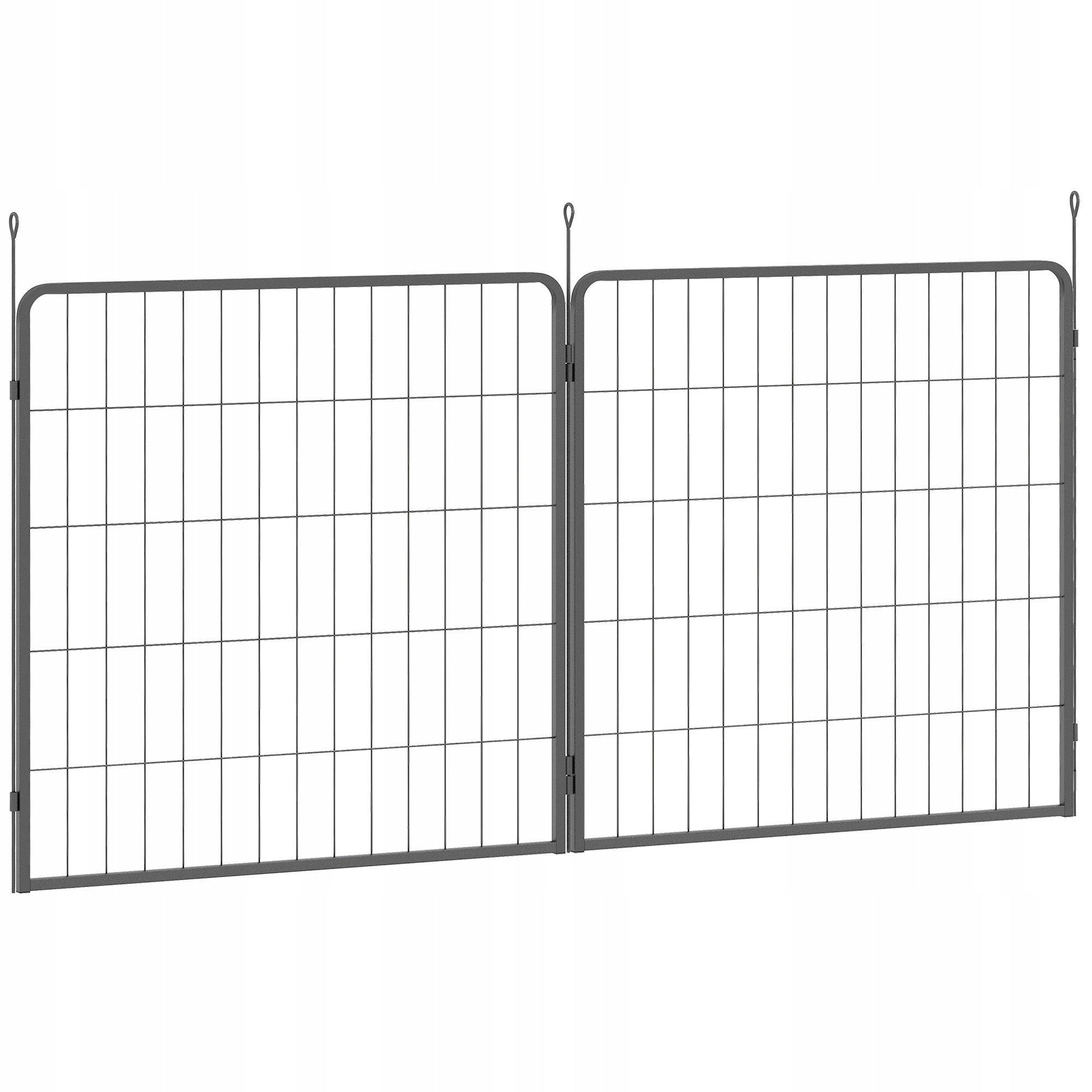 PawHut Set of 2 Puppies Fence Panels, Steel, Grey, 80 x 80 cm