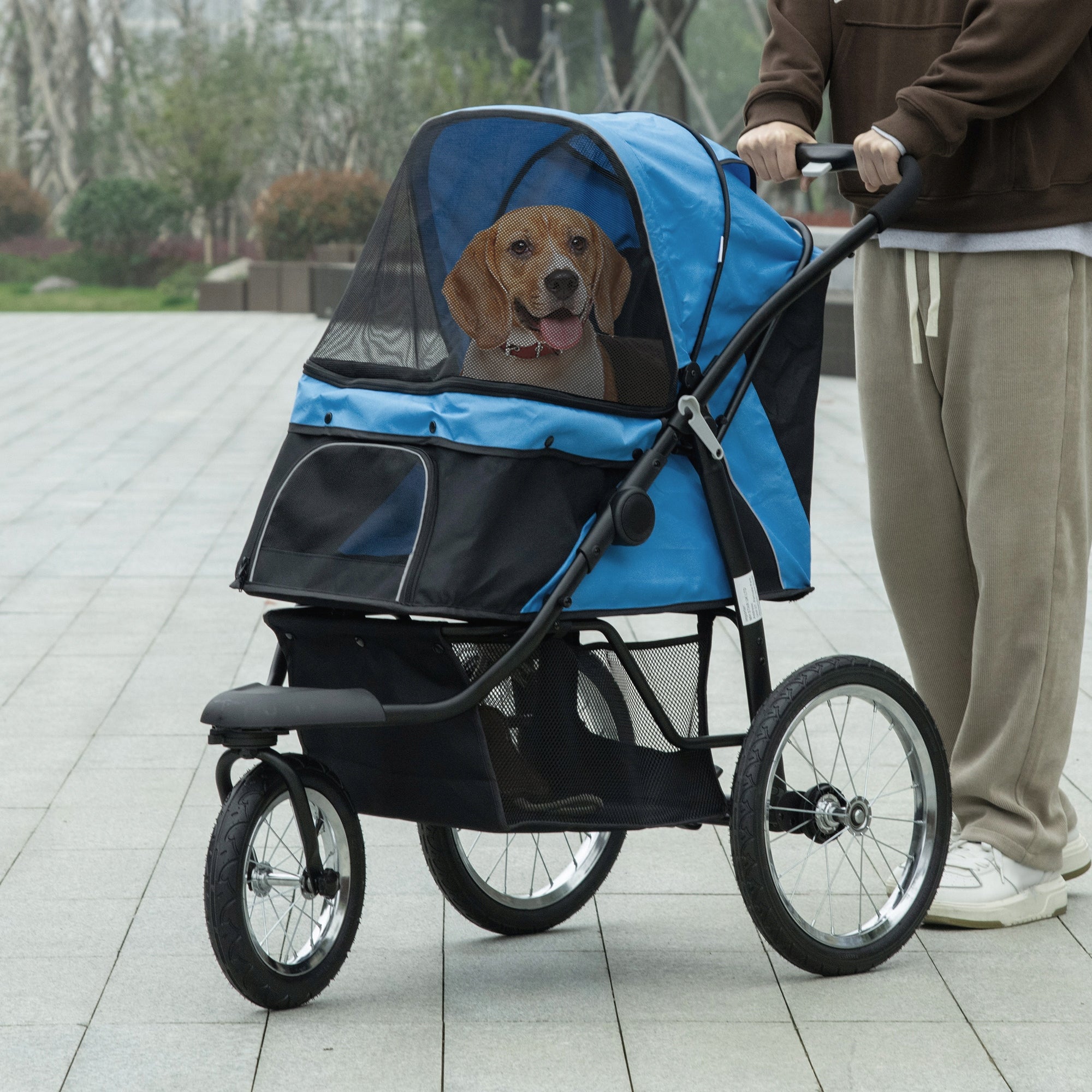 PawHut Stroller Jogger Folding Function for Small and Medium Dogs up to 20 kg Color black