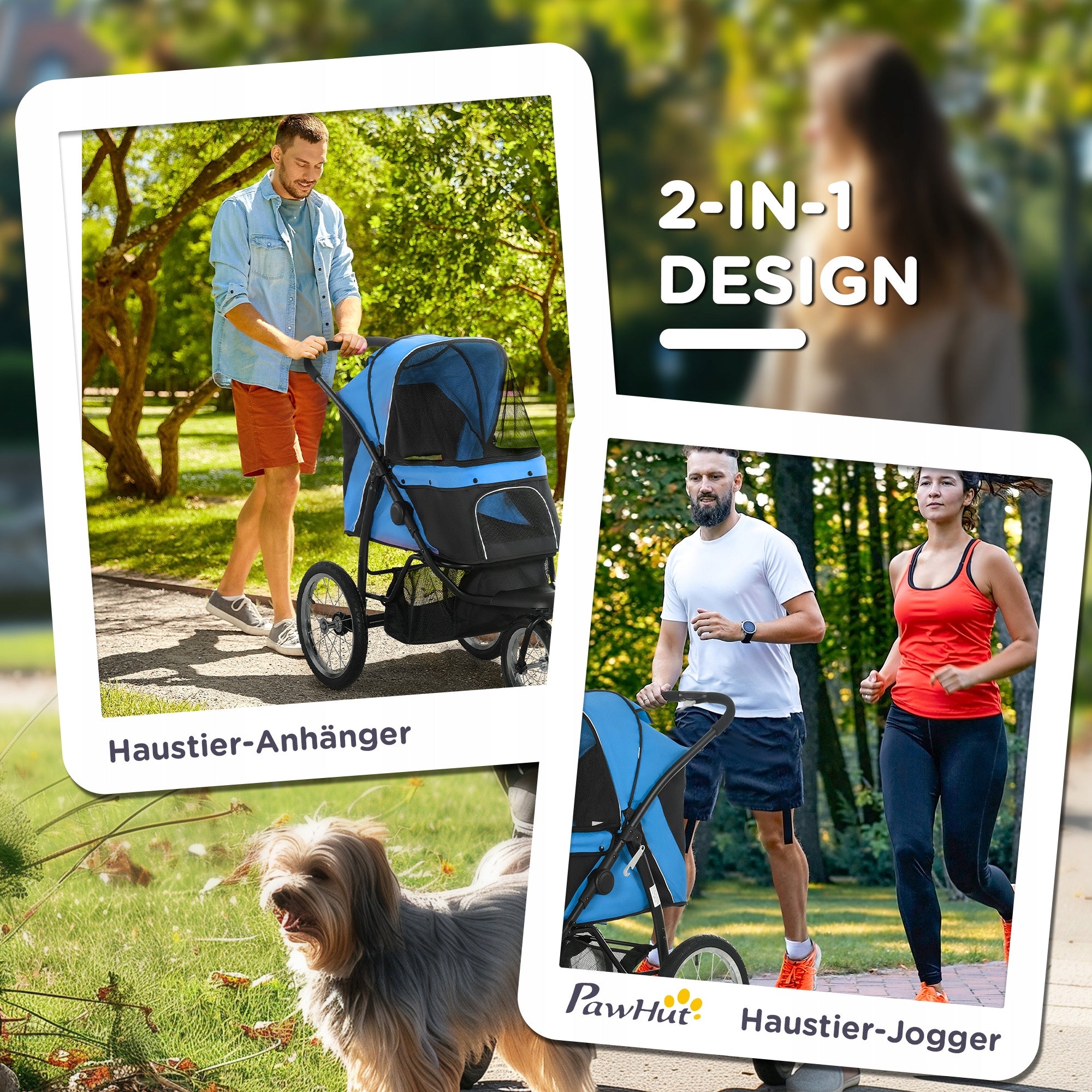 PawHut Stroller Jogger Folding Function for Small and Medium Dogs up to 20 kg Size S/M